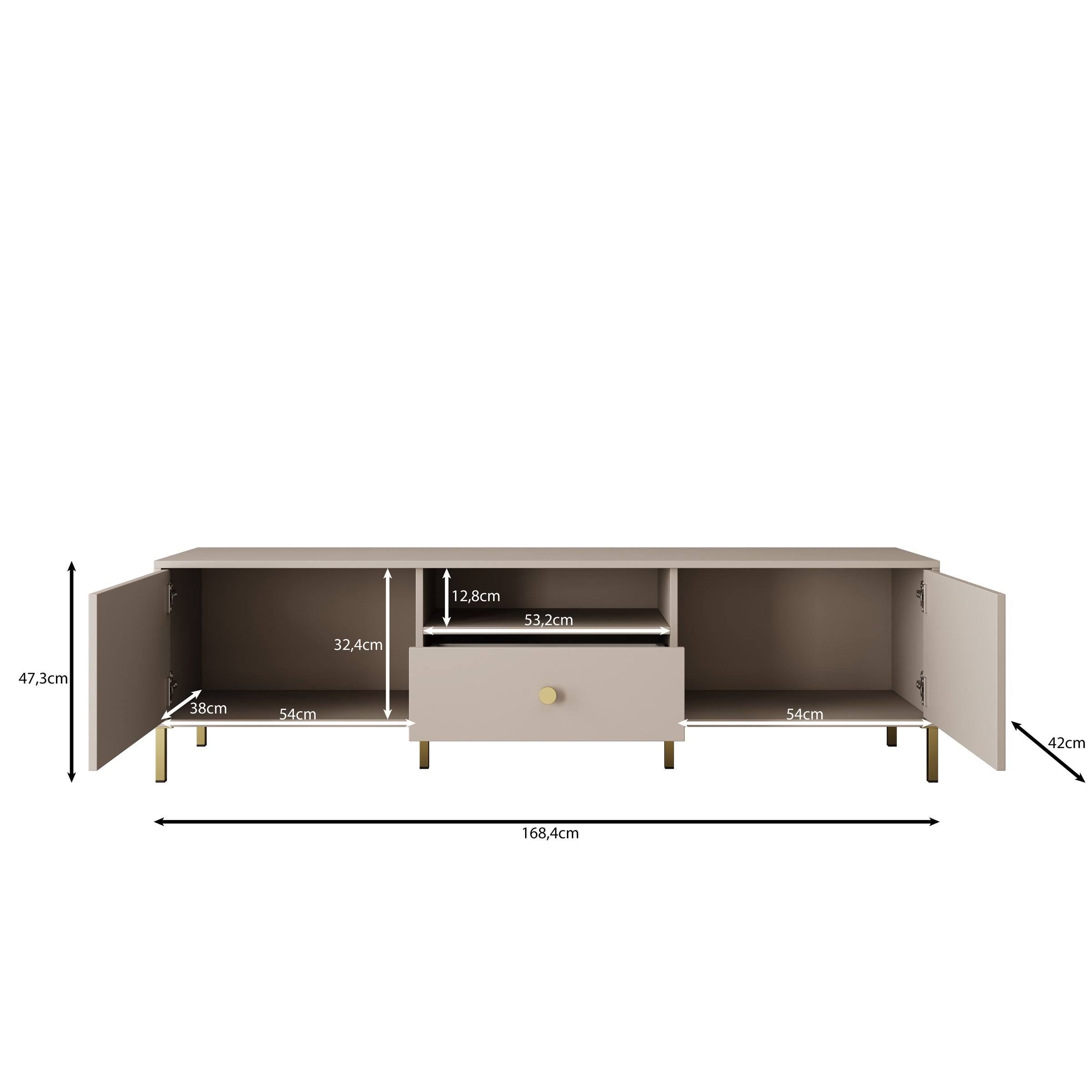 Syran - TV-Meubel - Beige - 168x42x48 cm