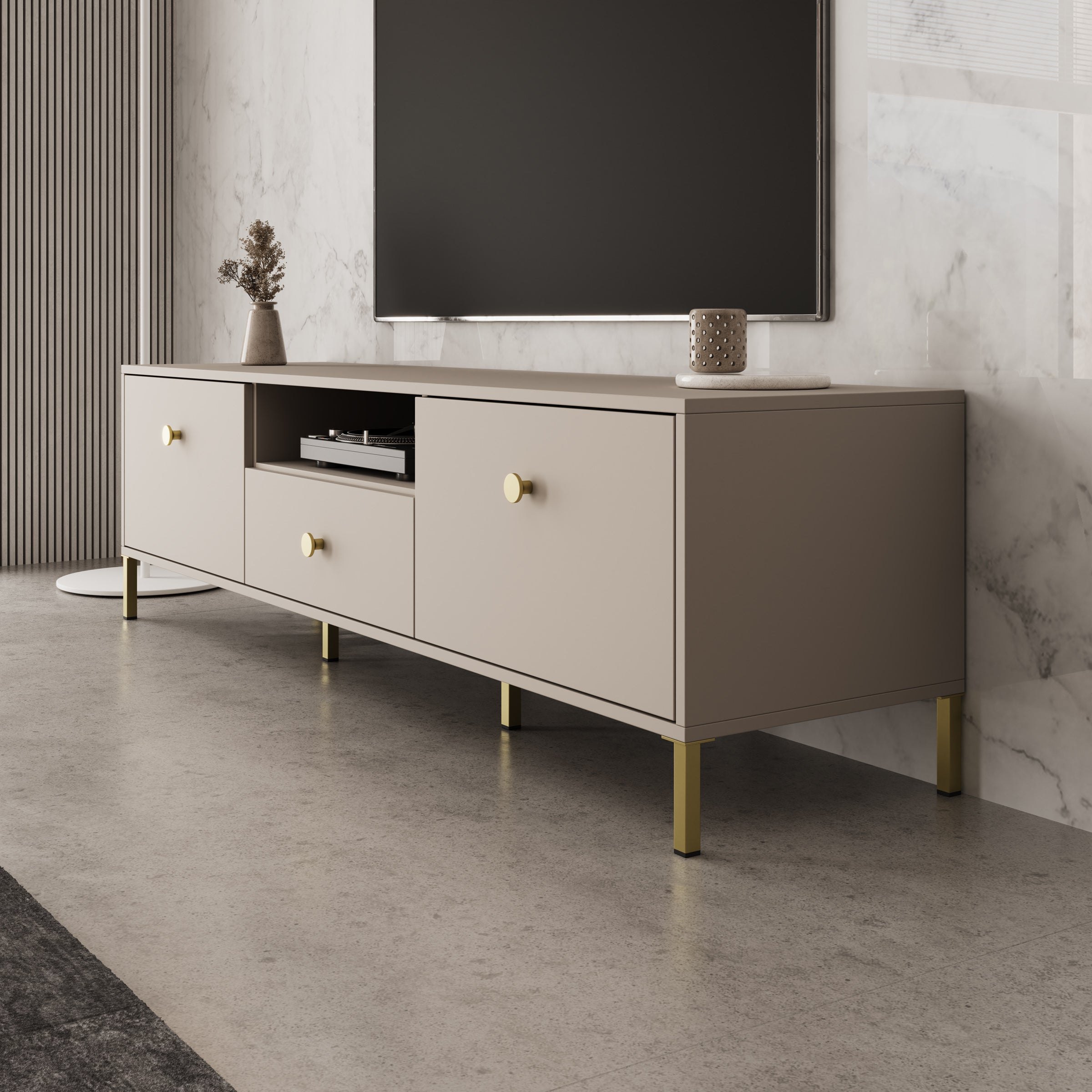 Syran - TV-Meubel - Beige - 168x42x48 cm