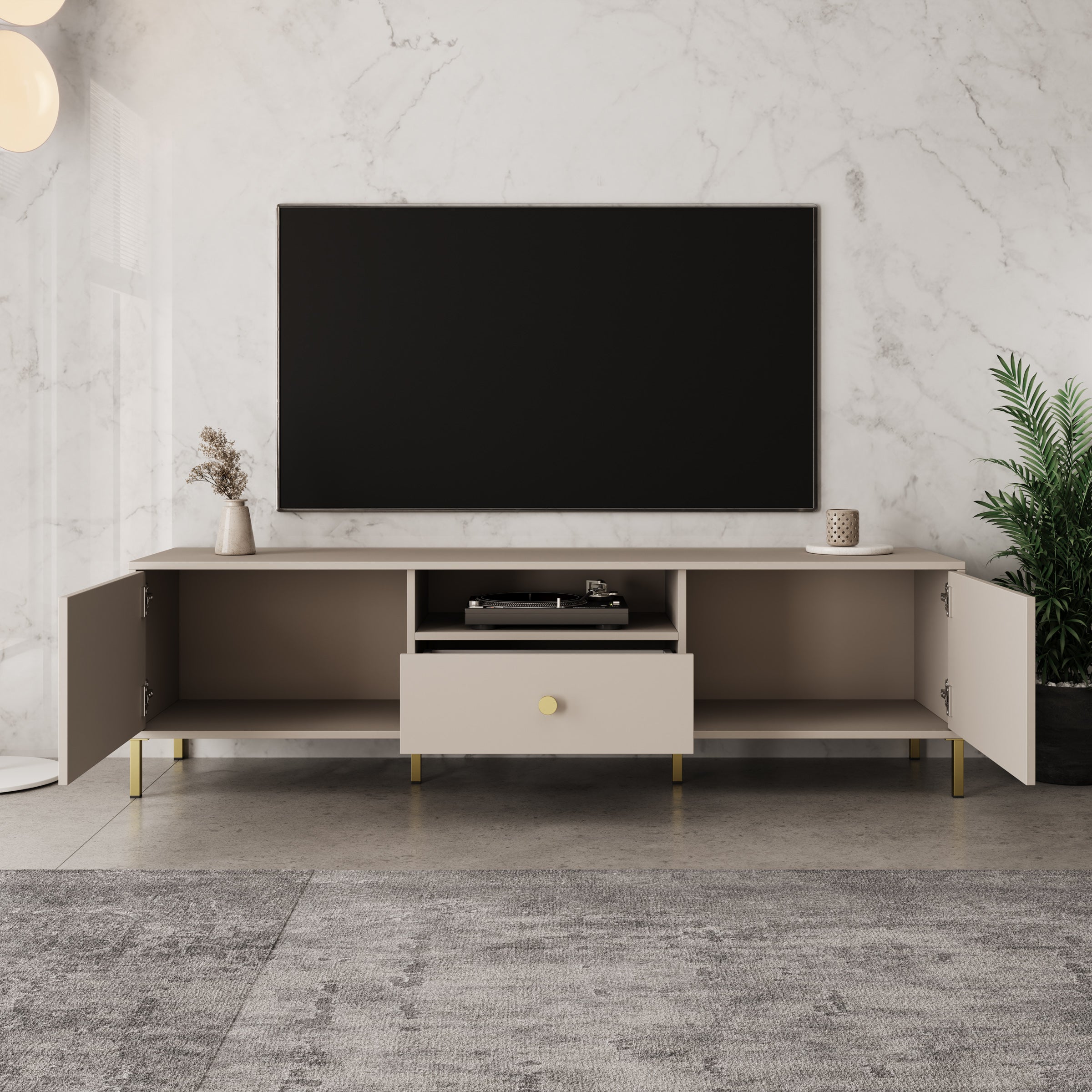 Syran - TV-Meubel - Beige - 168x42x48 cm