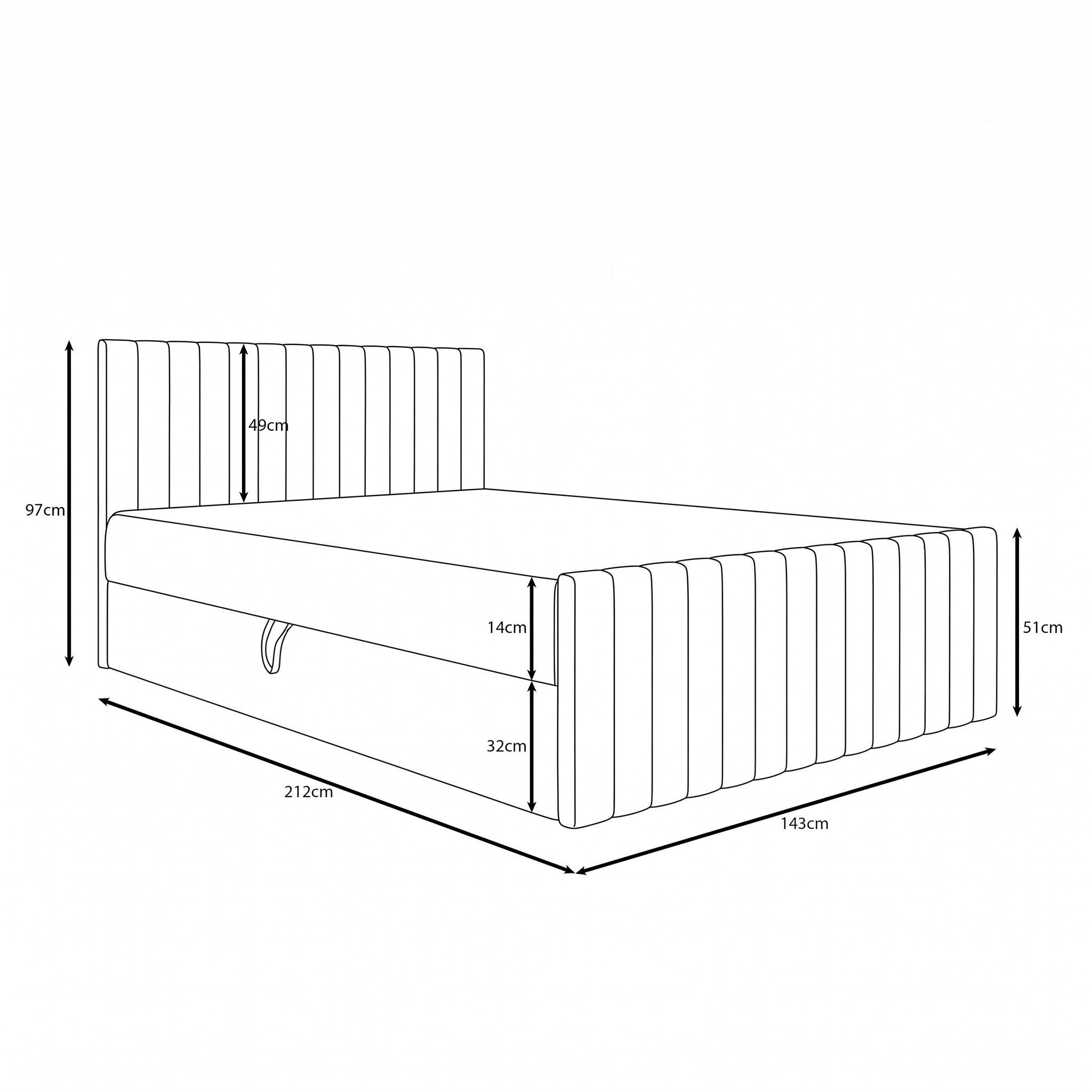 Tori - Boxspring met opbergruimte - Stof beige - 140x200 cm