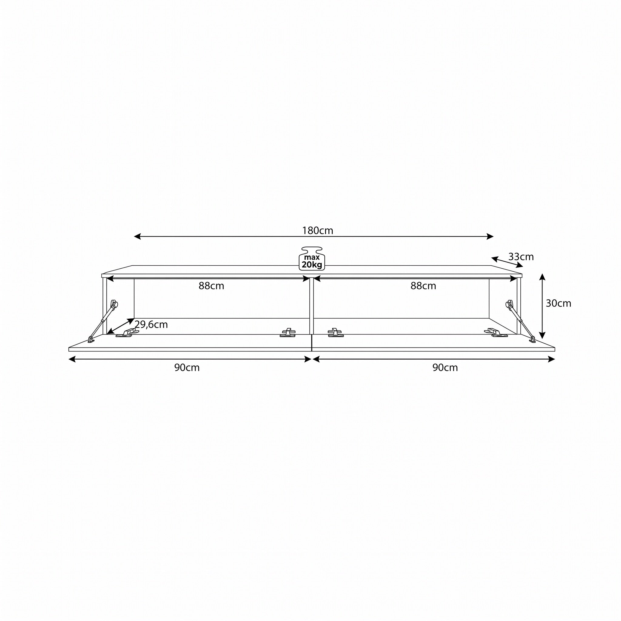 Dixon - TV-Meubel - Walnootpatroon - 180x33x30 cm