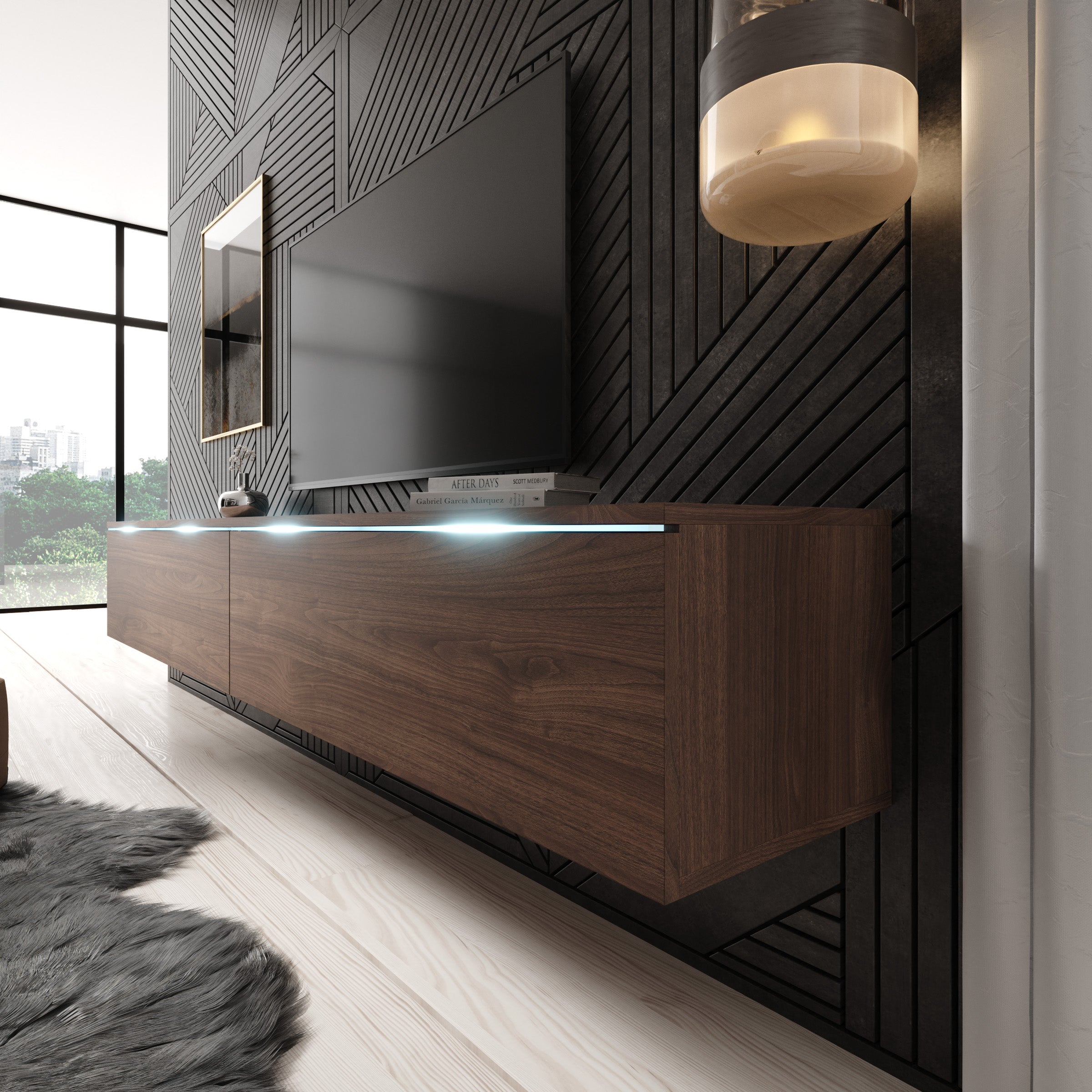 Dixon - TV-Meubel - Walnootpatroon - 180x33x30 cm