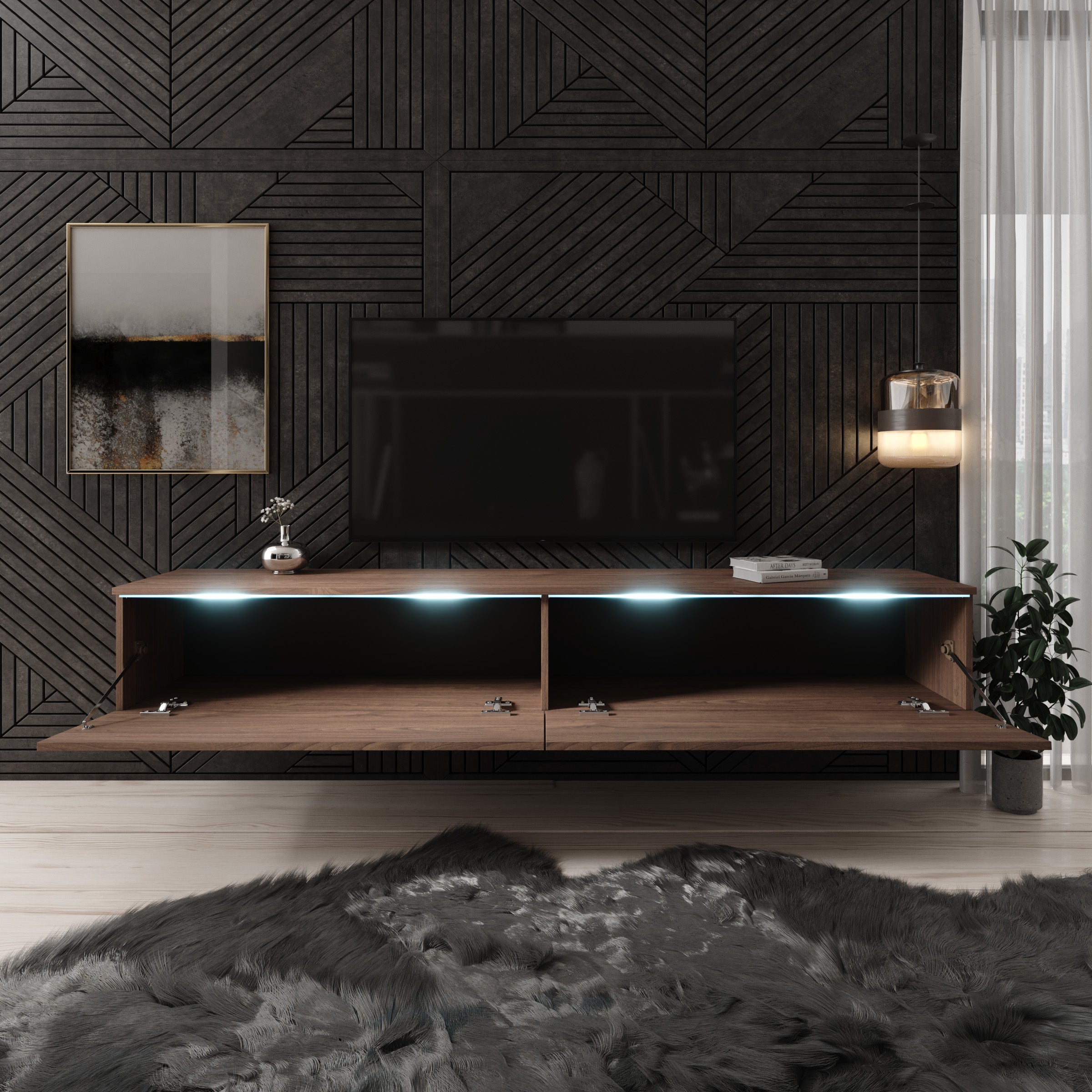 Dixon - TV-Meubel - Walnootpatroon - 180x33x30 cm