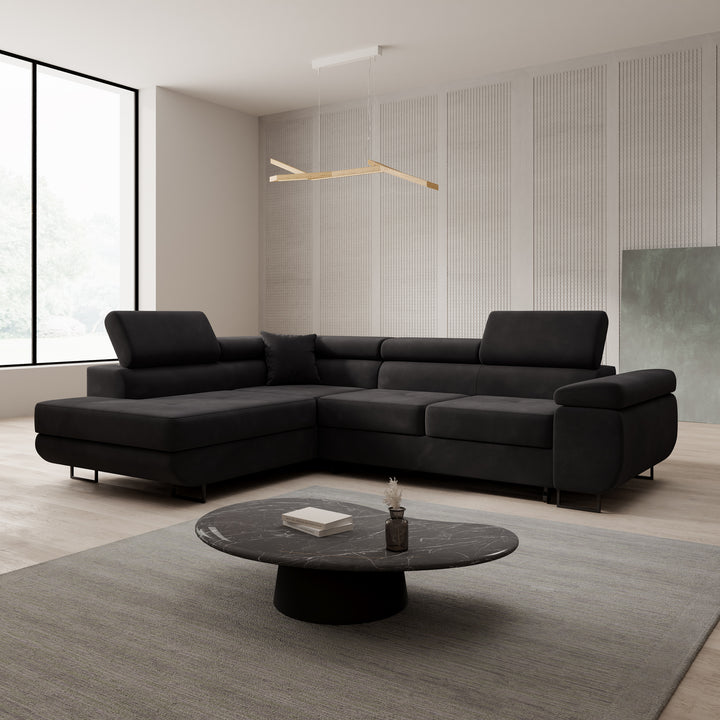 Tacito - Hoekbank 4-zits - Velvet zwart - Links