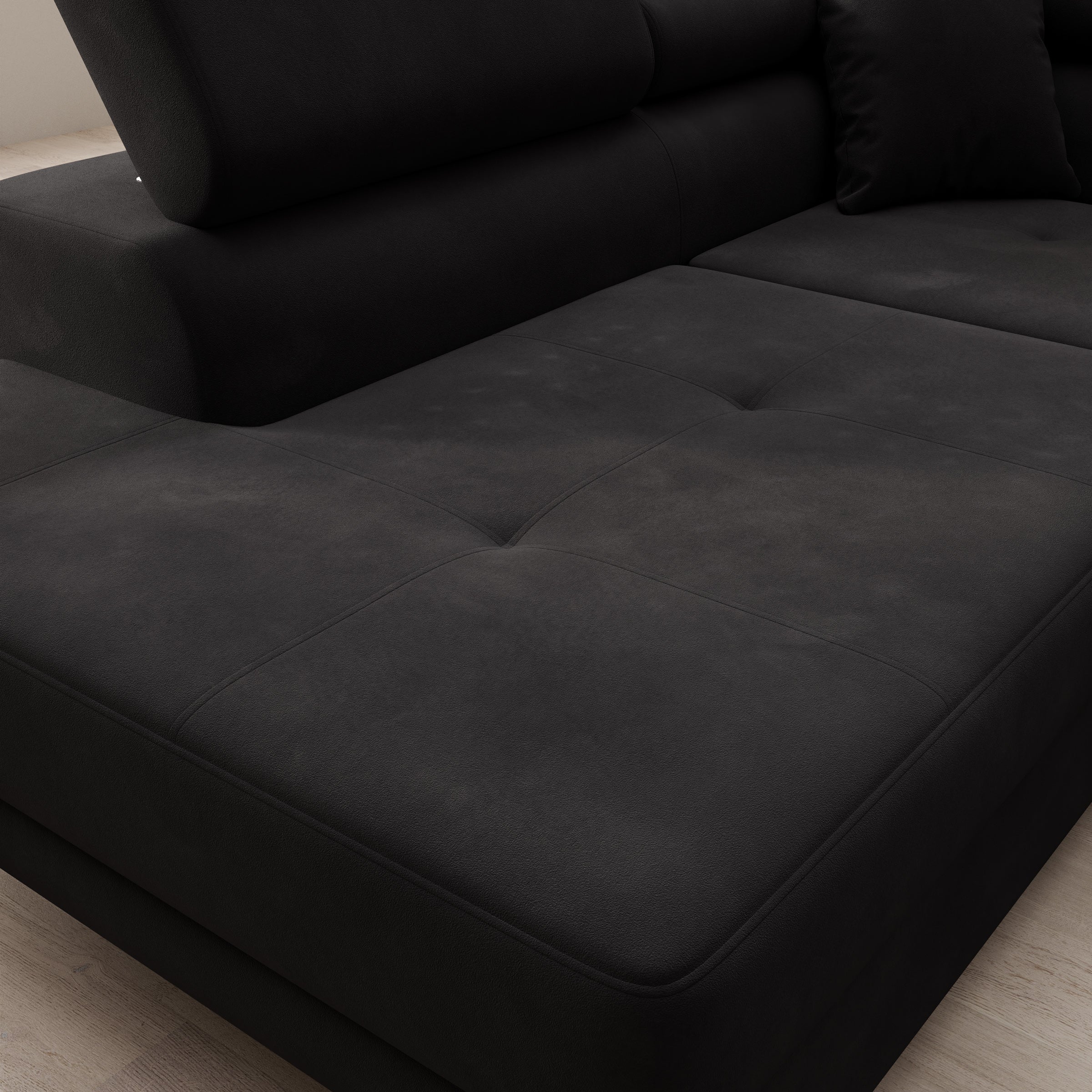 Tacito - Hoekbank 4-zits - Velvet zwart - Links