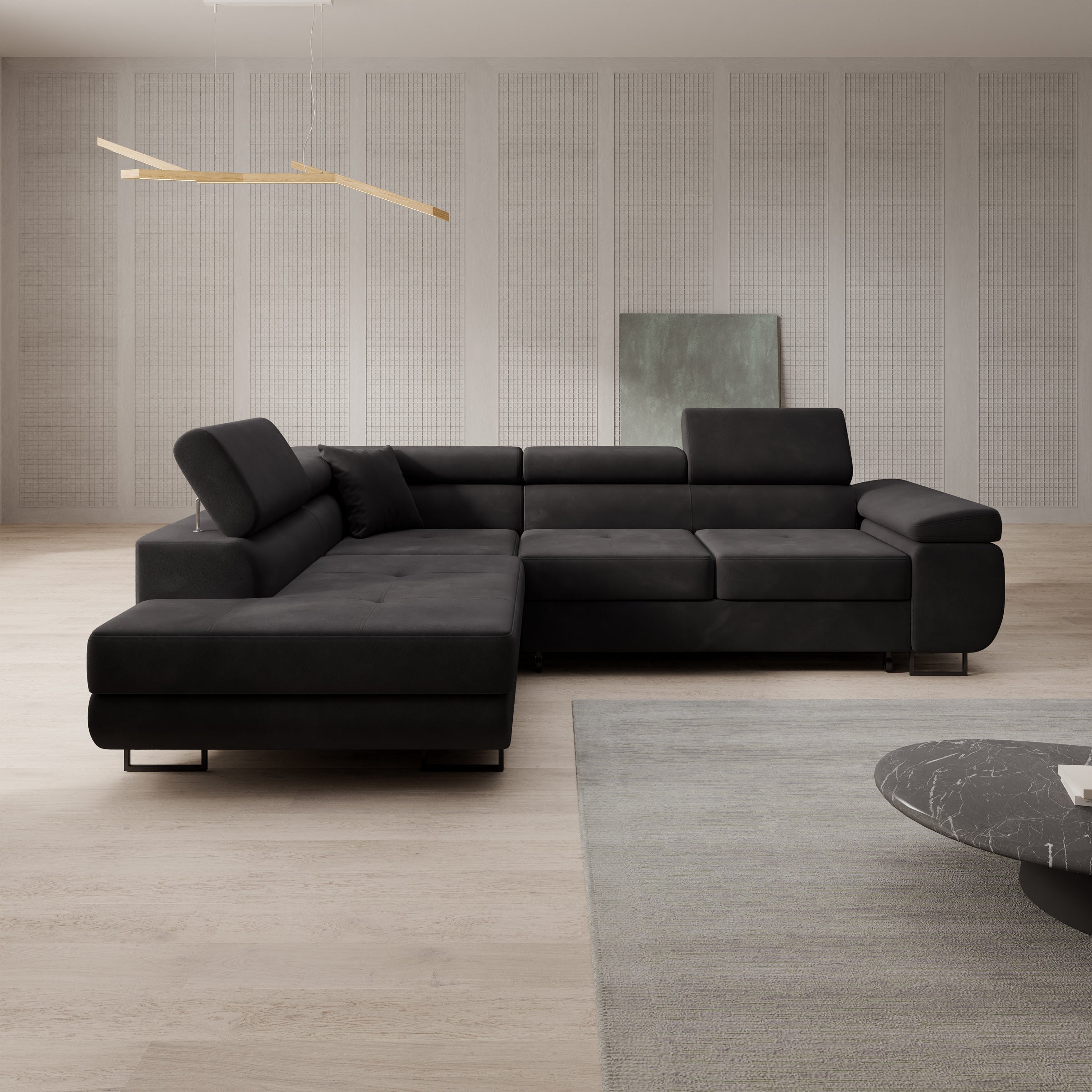 Tacito - Hoekbank 4-zits - Velvet zwart - Links