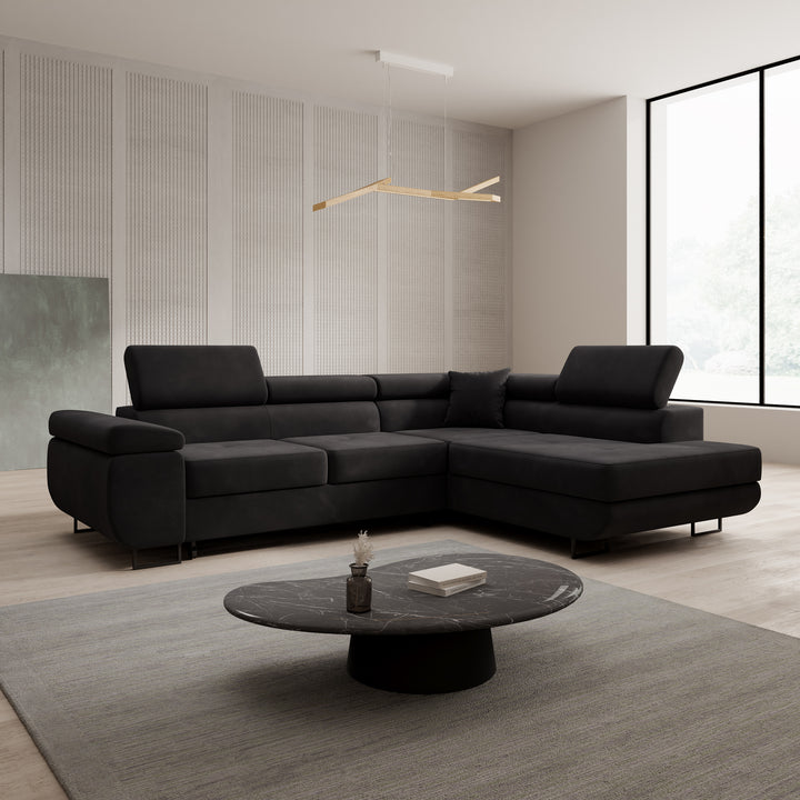 Tacito - Hoekbank 4-zits - Velvet zwart - Rechts