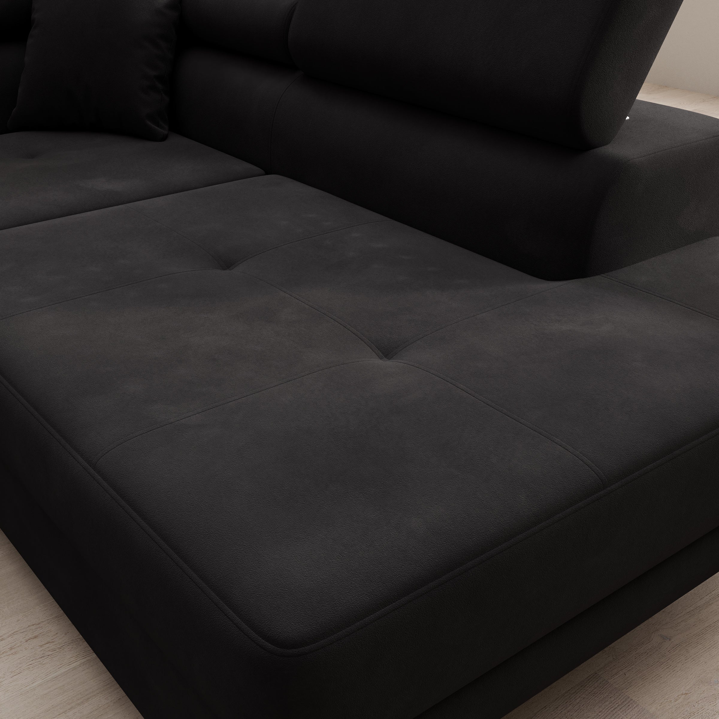 Tacito - Hoekbank 4-zits - Velvet zwart - Rechts