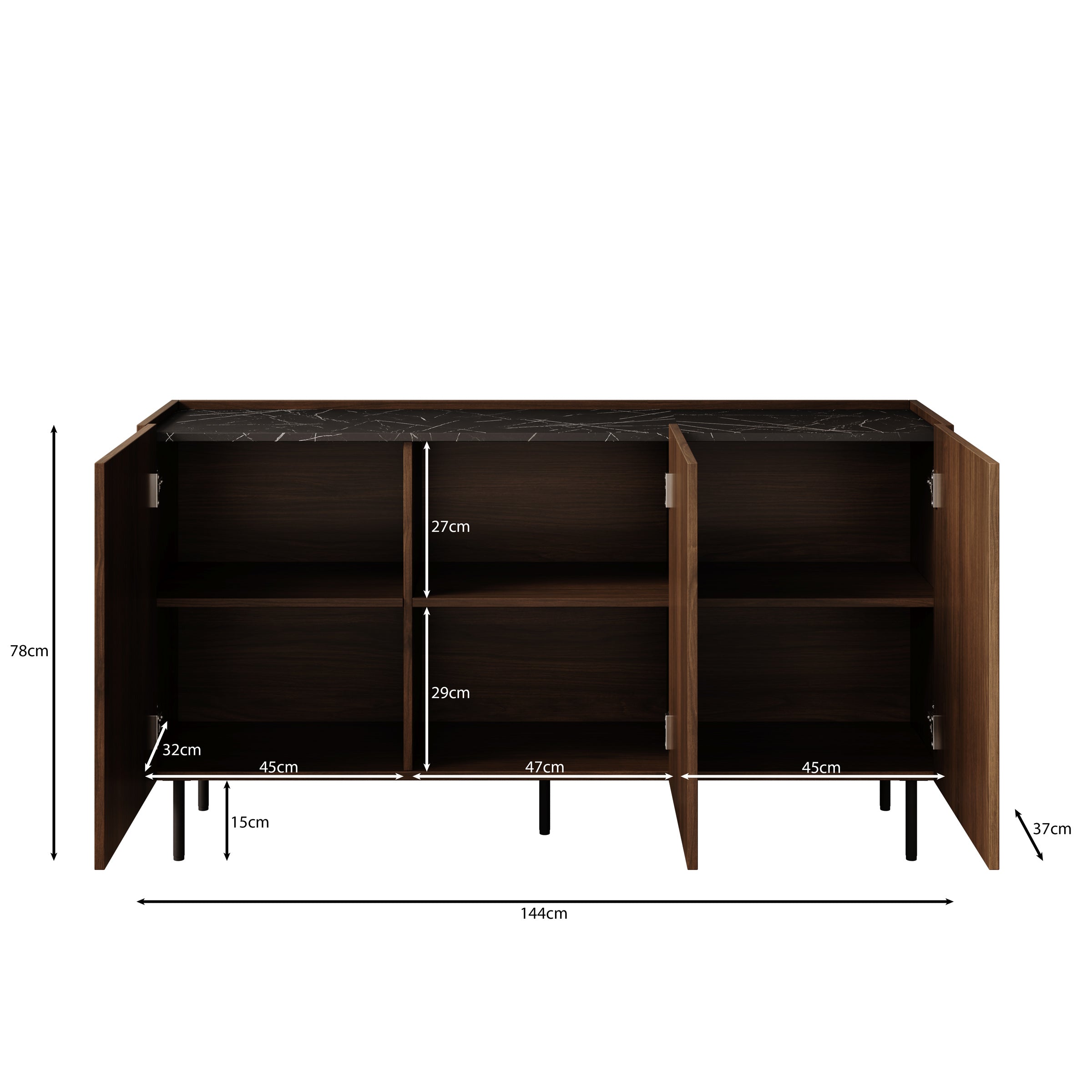 Tahiti - Dressoir - Donker eiken - 144x37x78 cm