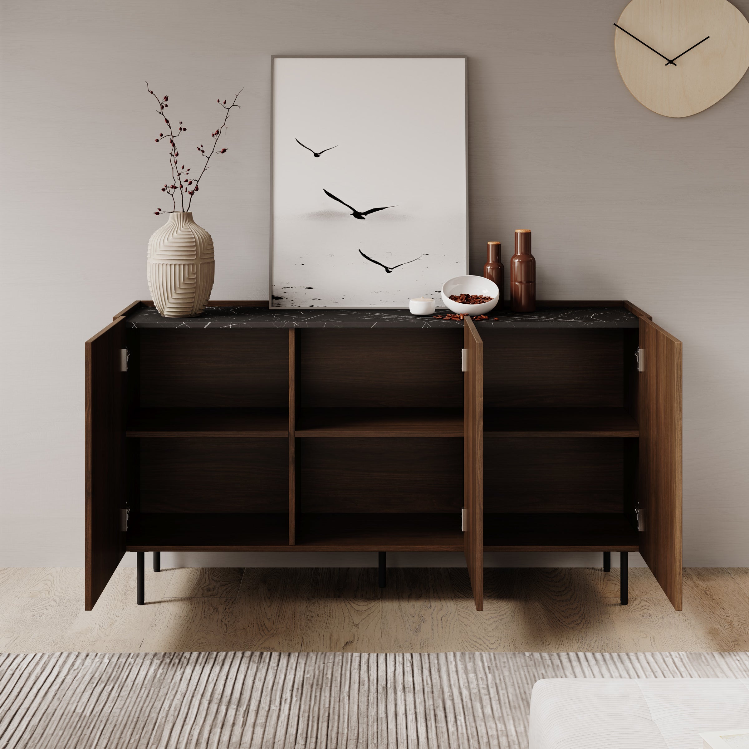 Tahiti - Dressoir - Donker eiken - 144x37x78 cm