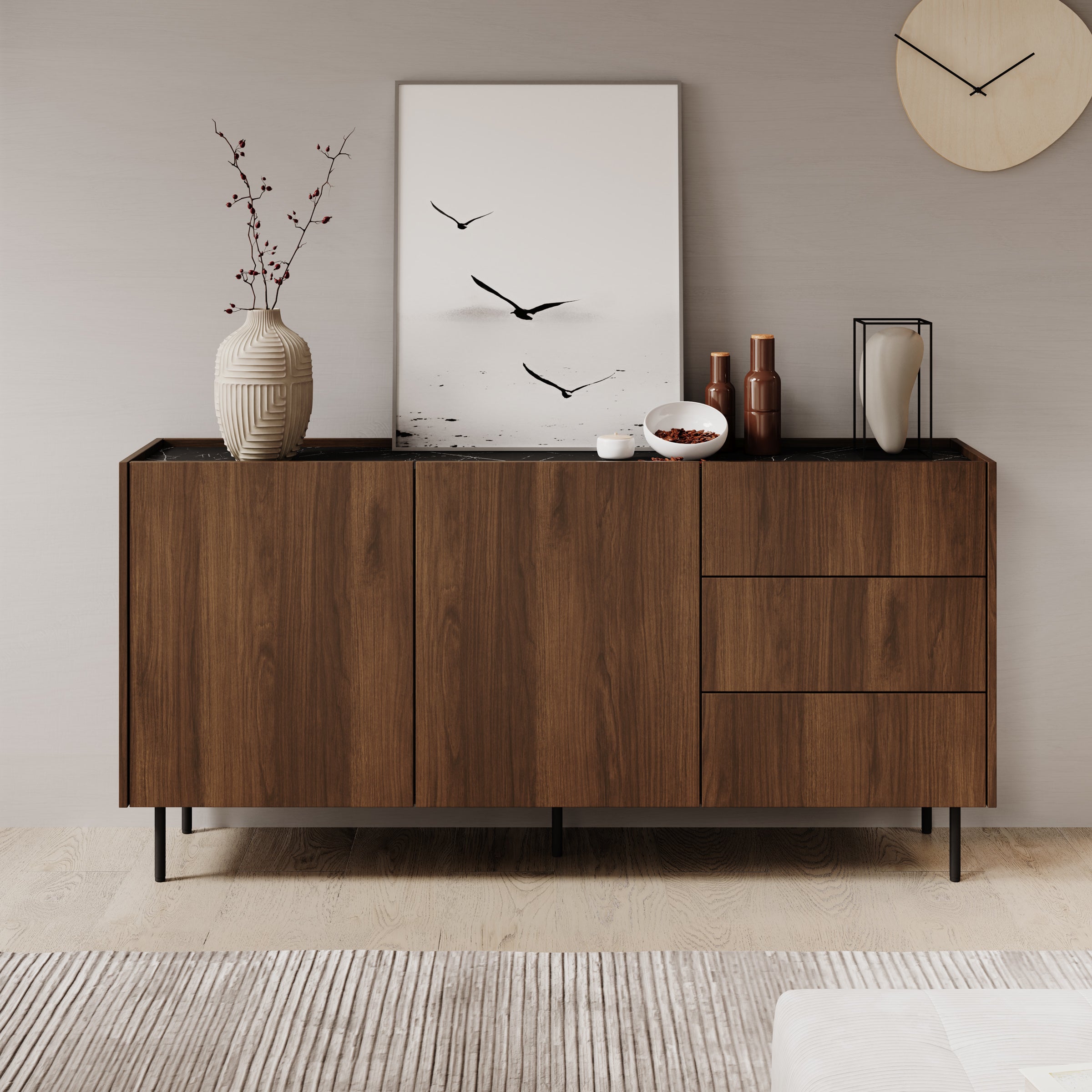 Tahiti - Dressoir - Donker eiken - 160x37x78 cm