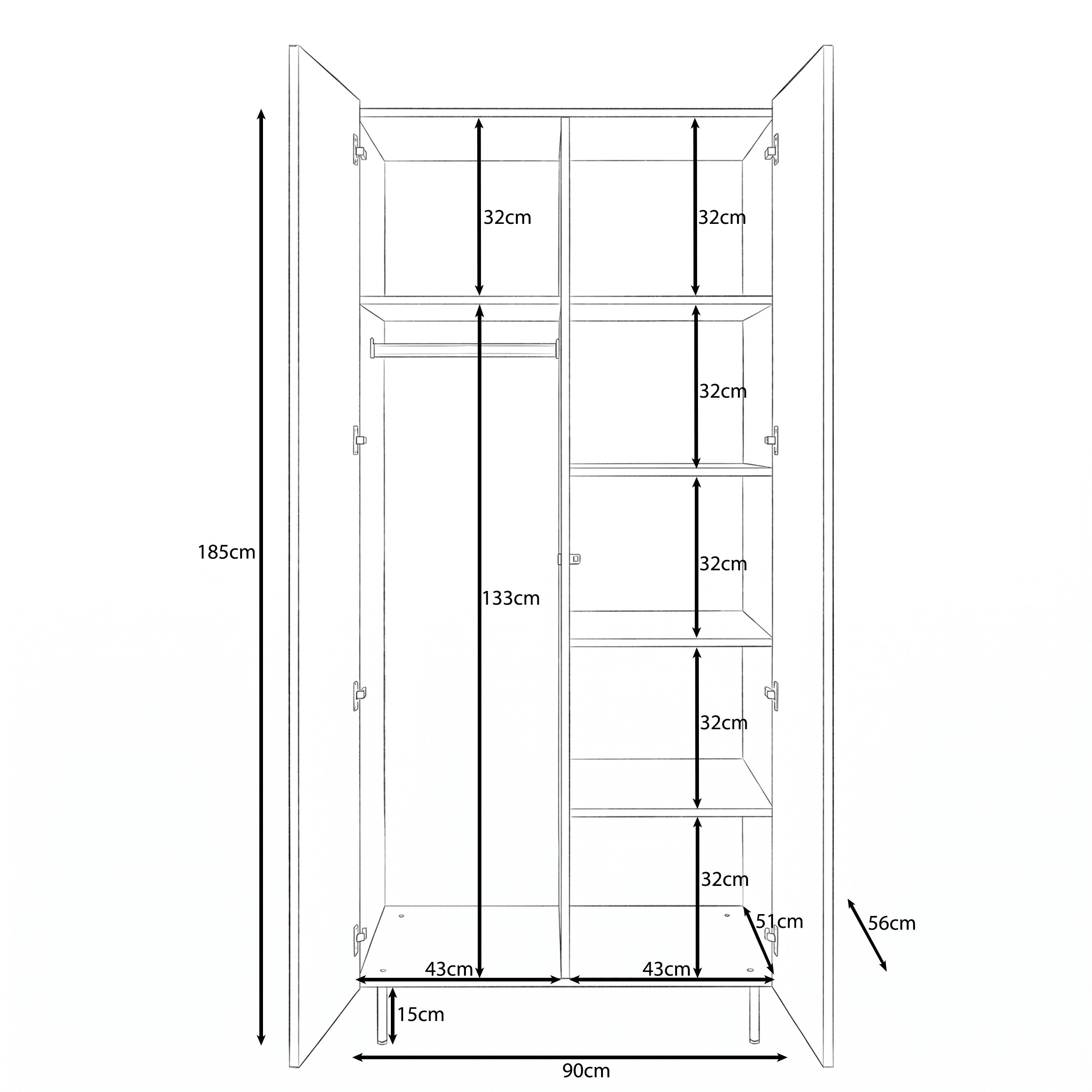 Tahiti - Kledingkast met 2 deuren - Donker eikenpatroon - 90x56x185 cm