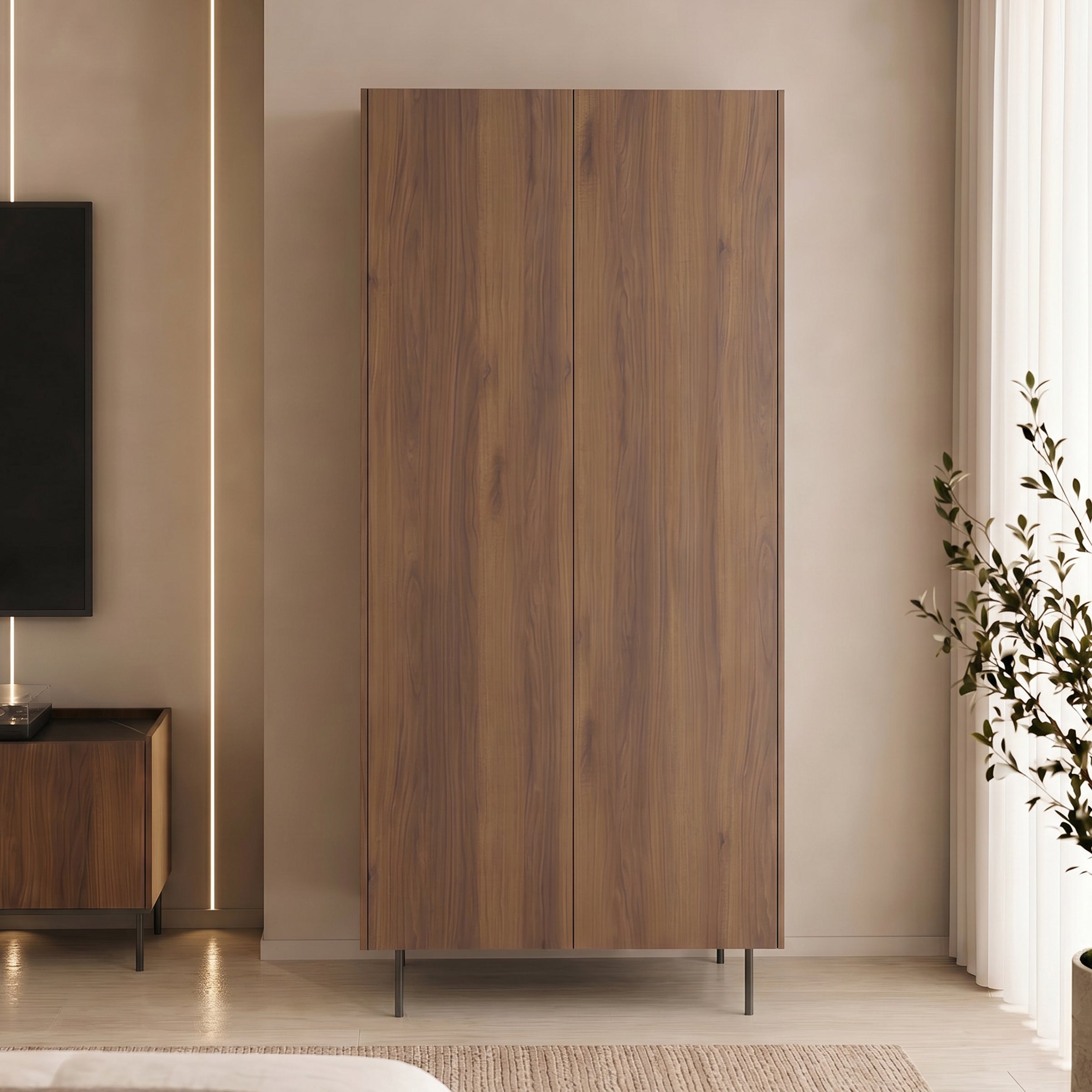 Tahiti - Kledingkast met 2 deuren - Donker eikenpatroon - 90x56x185 cm