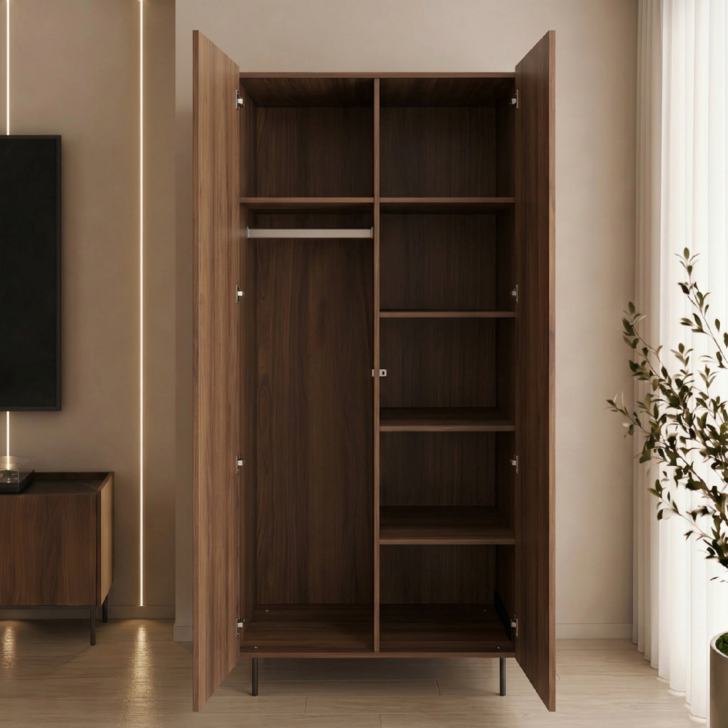 Tahiti - Kledingkast met 2 deuren - Donker eikenpatroon - 90x56x185 cm