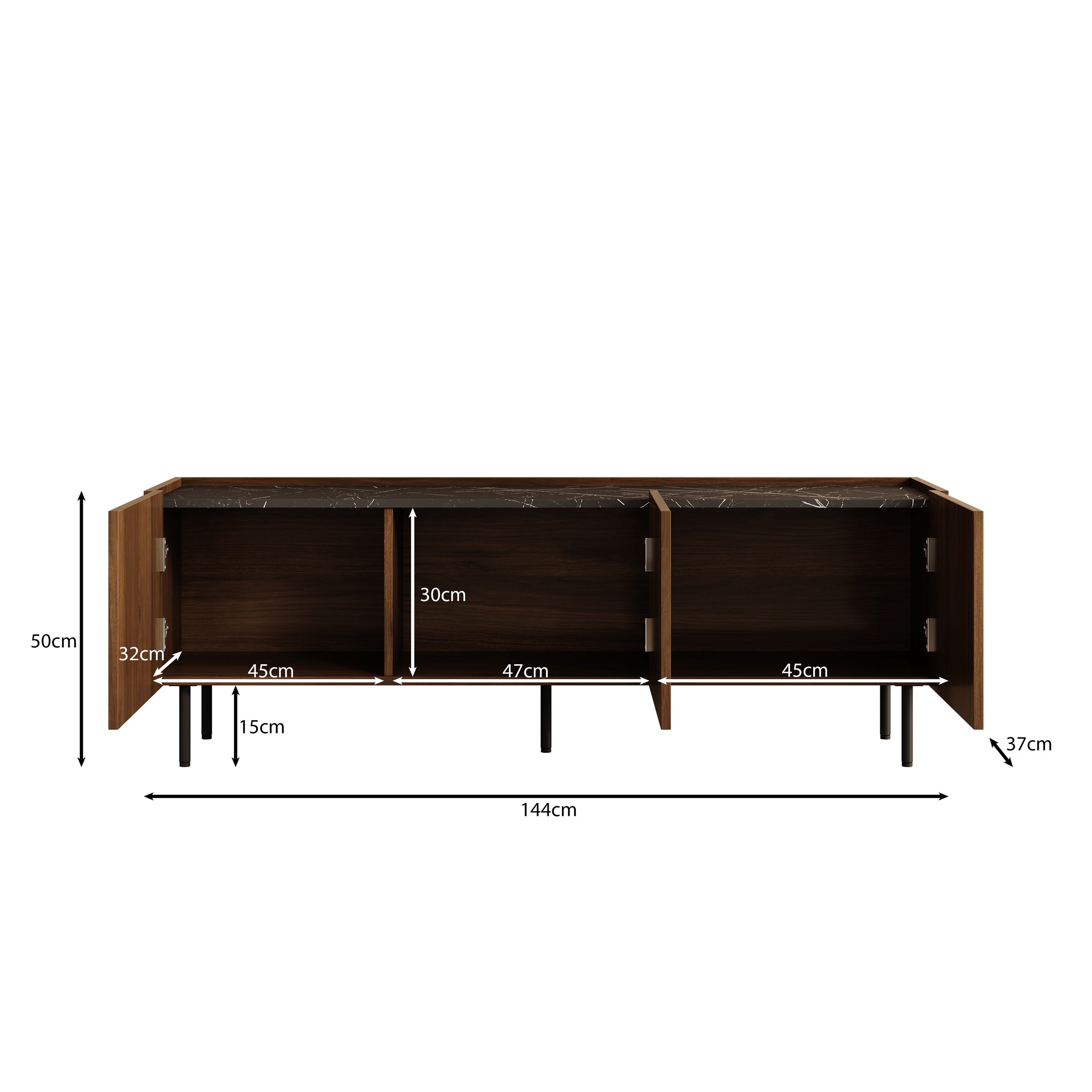 Tahiti - TV-Meubel - Donker eiken - 144x37x50 cm