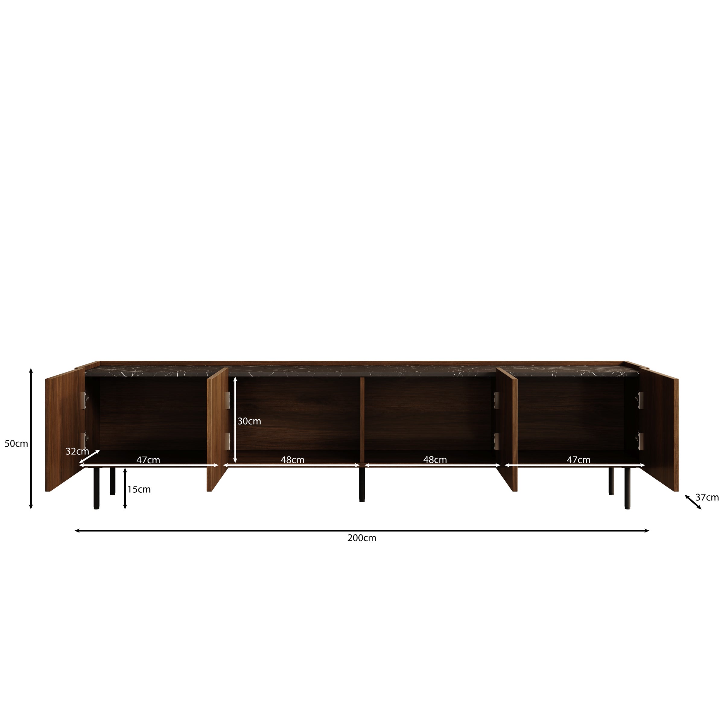 Tahiti - TV-Meubel - Donker eiken - 144x37x50 cm
