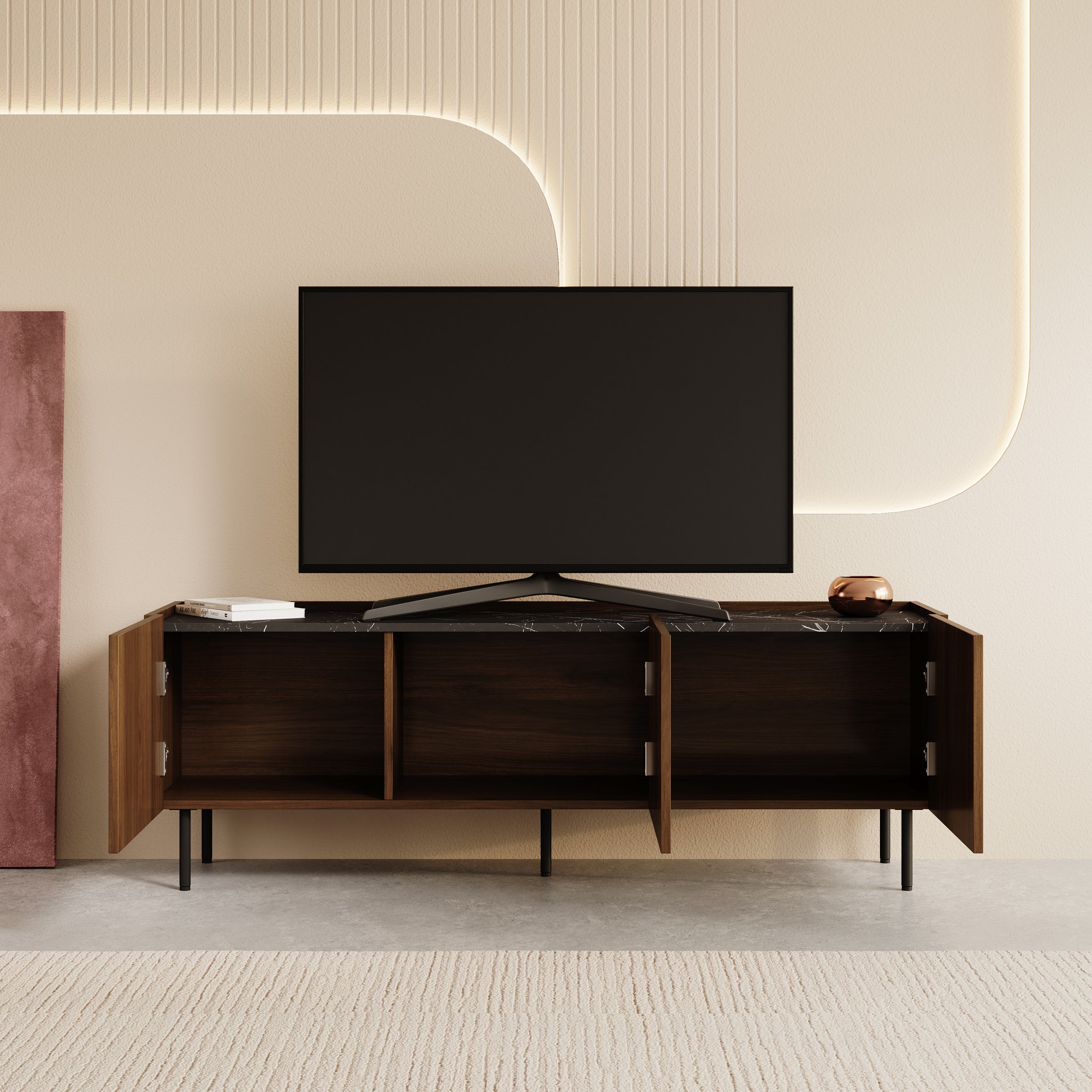 Tahiti - TV-Meubel - Donker eiken - 144x37x50 cm