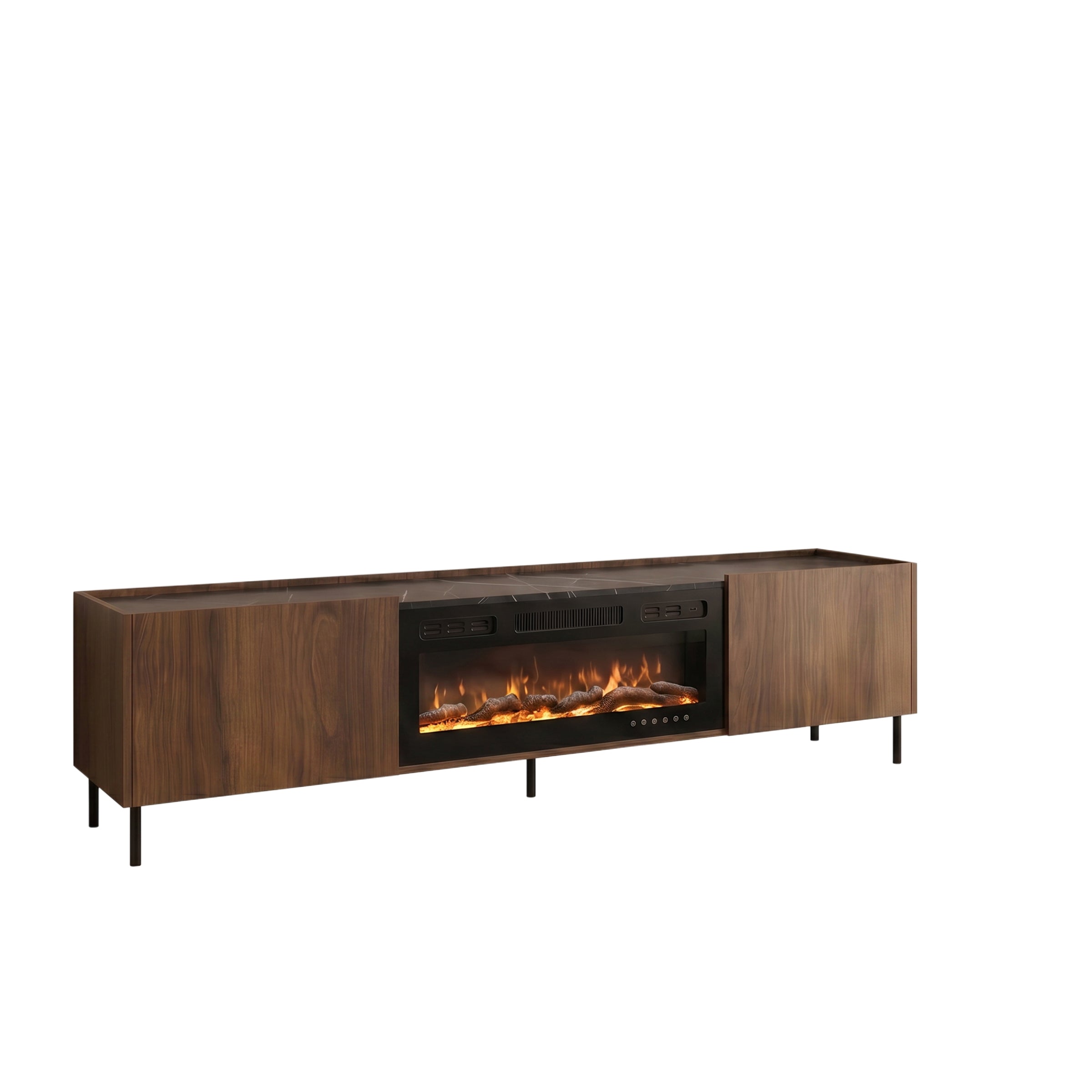 Tahiti - TV-Meubel met sfeerhaard - Donker eikenpatroon - 200x37x55 cm