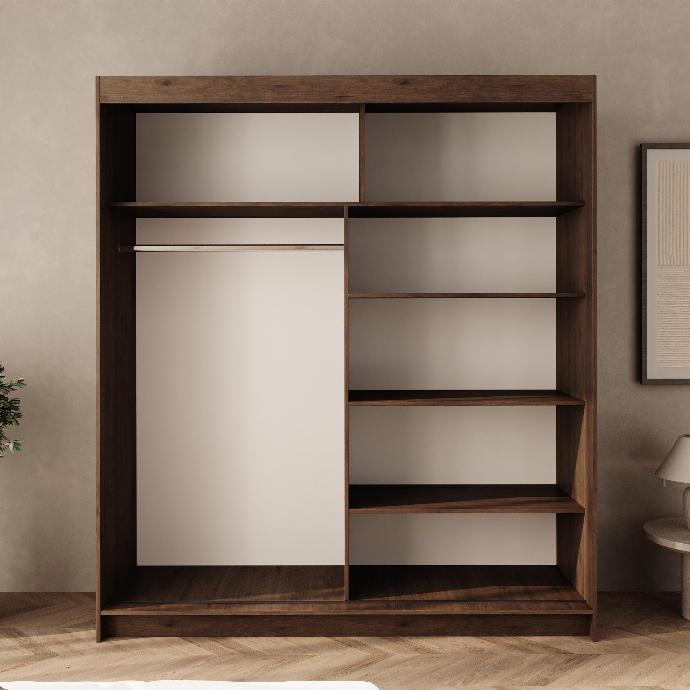 Tanki - Kledingkast met schuifdeuren - Walnootpatroon - 180x58x200 cm