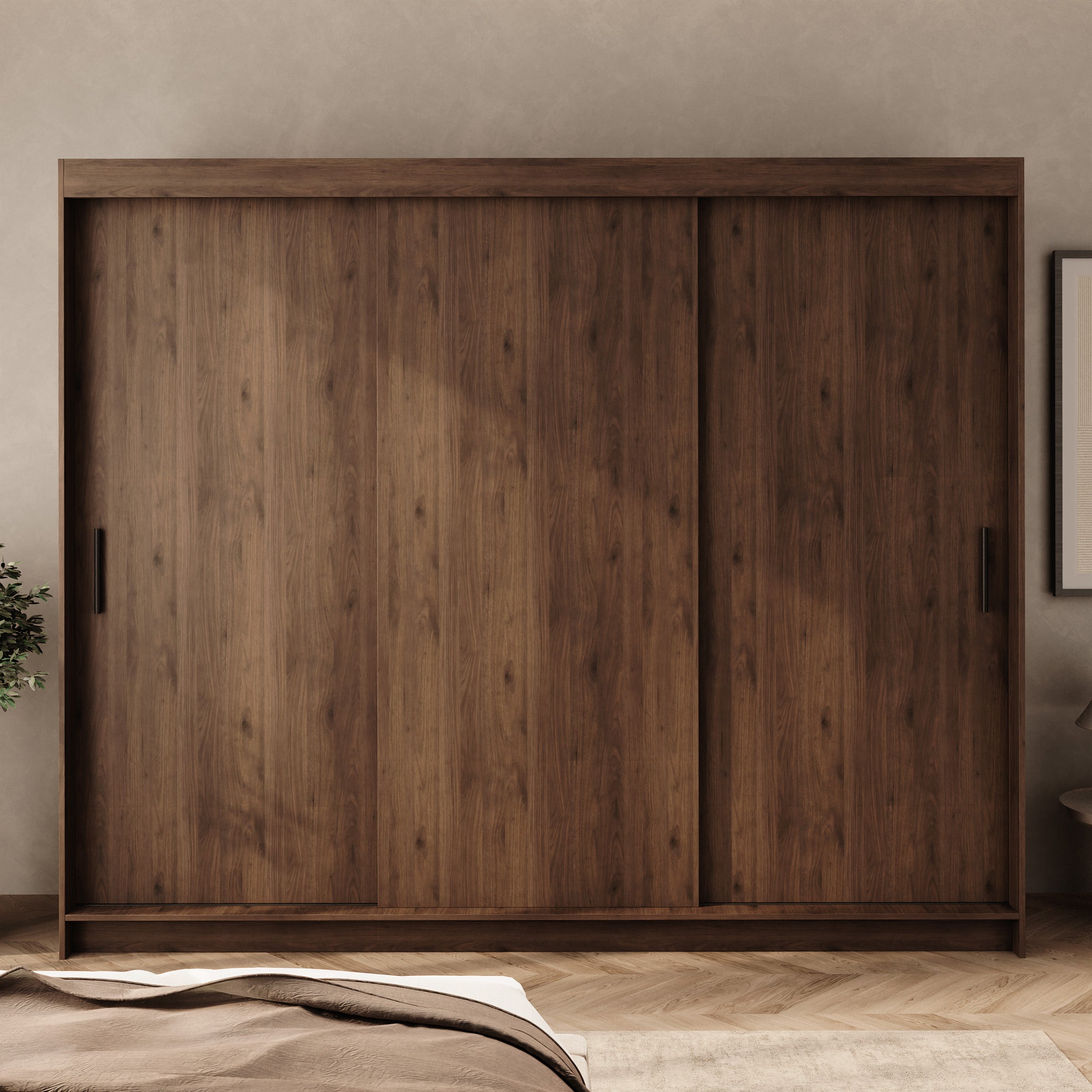 Tanki - Kledingkast met schuifdeuren - Walnootpatroon - 250x58x200 cm