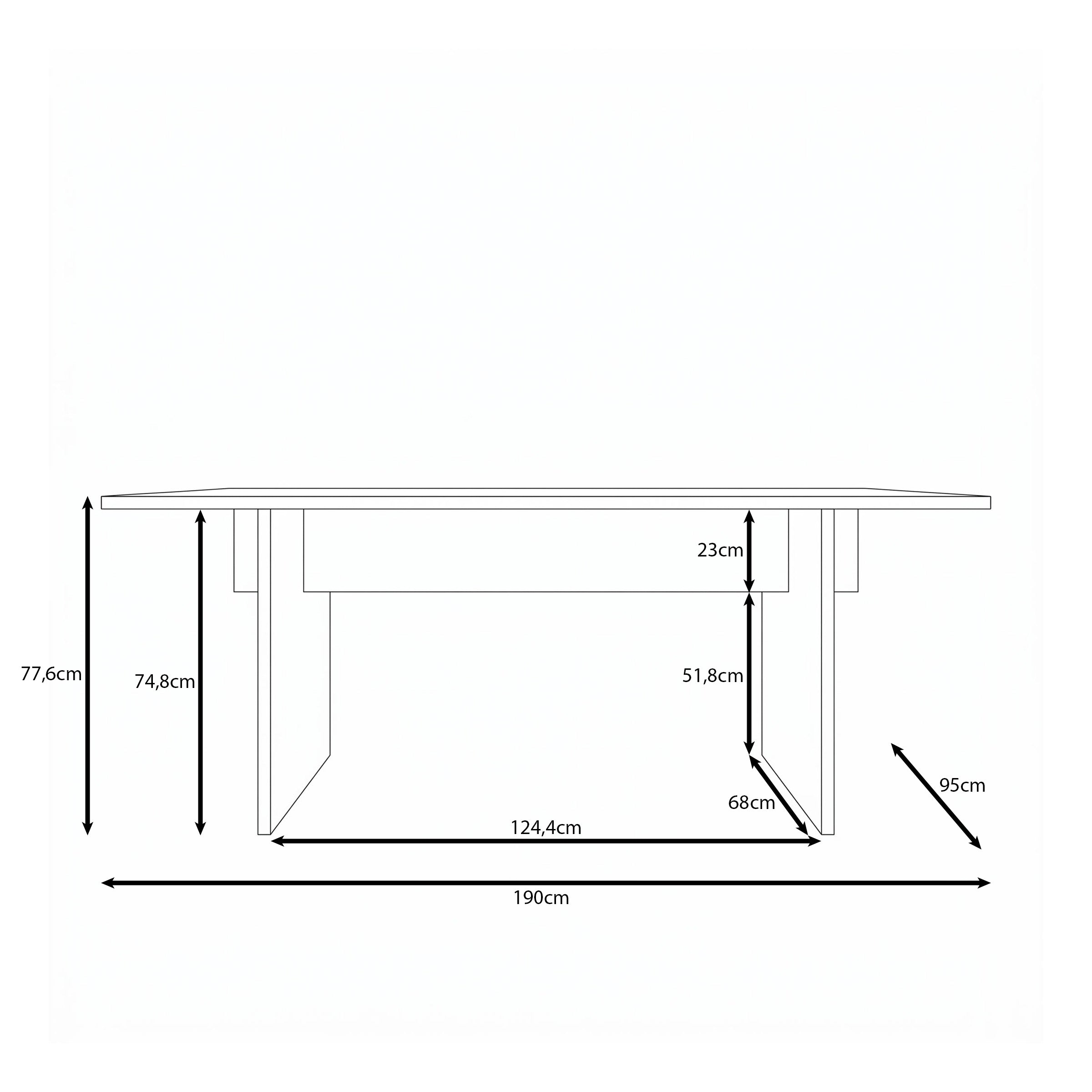 Tarei - Eetkamertafel - Eikenpatroon - 190x96x78 cm
