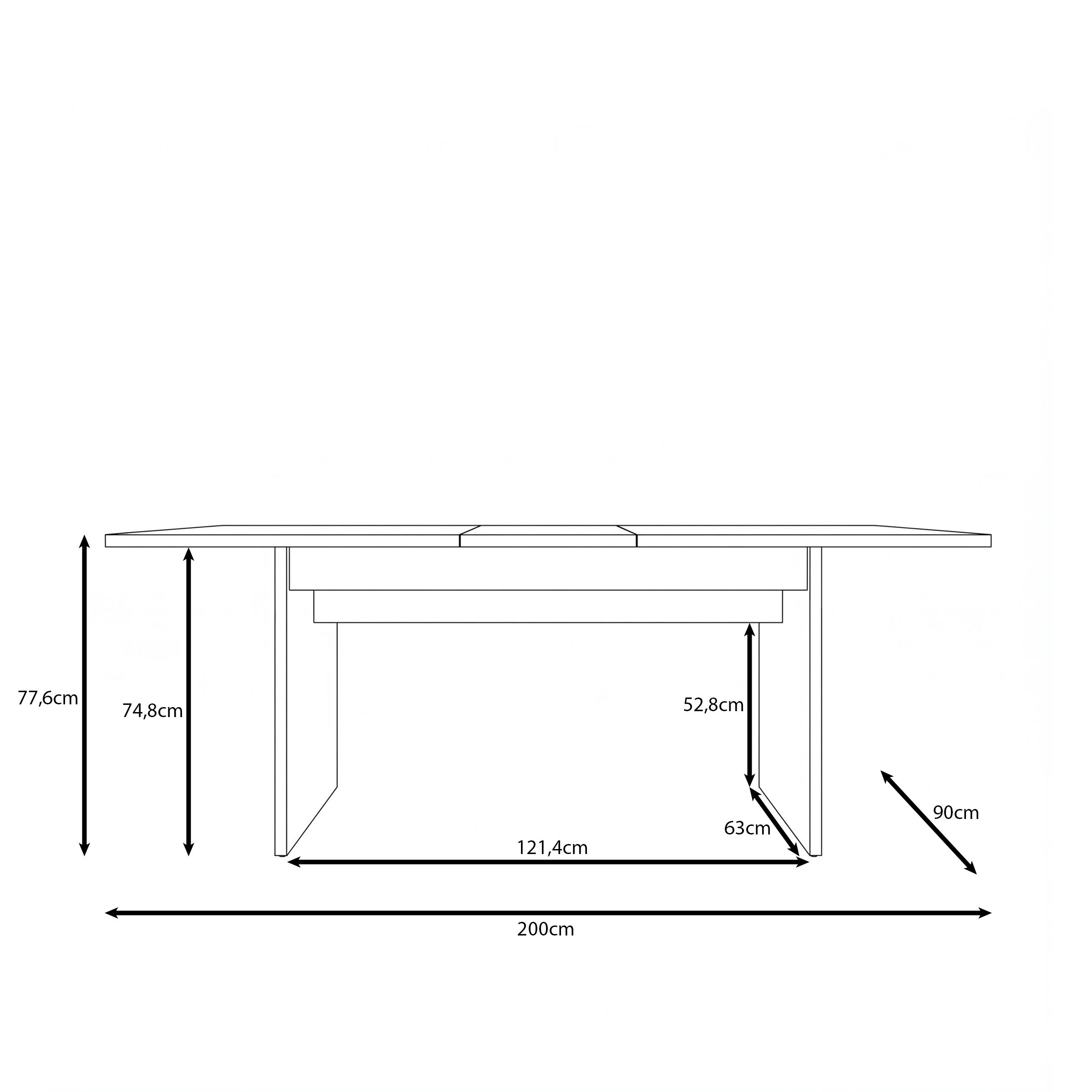Tarei - Eetkamertafel uitschuifbaar - Eikenpatroon - 160x90x78 cm