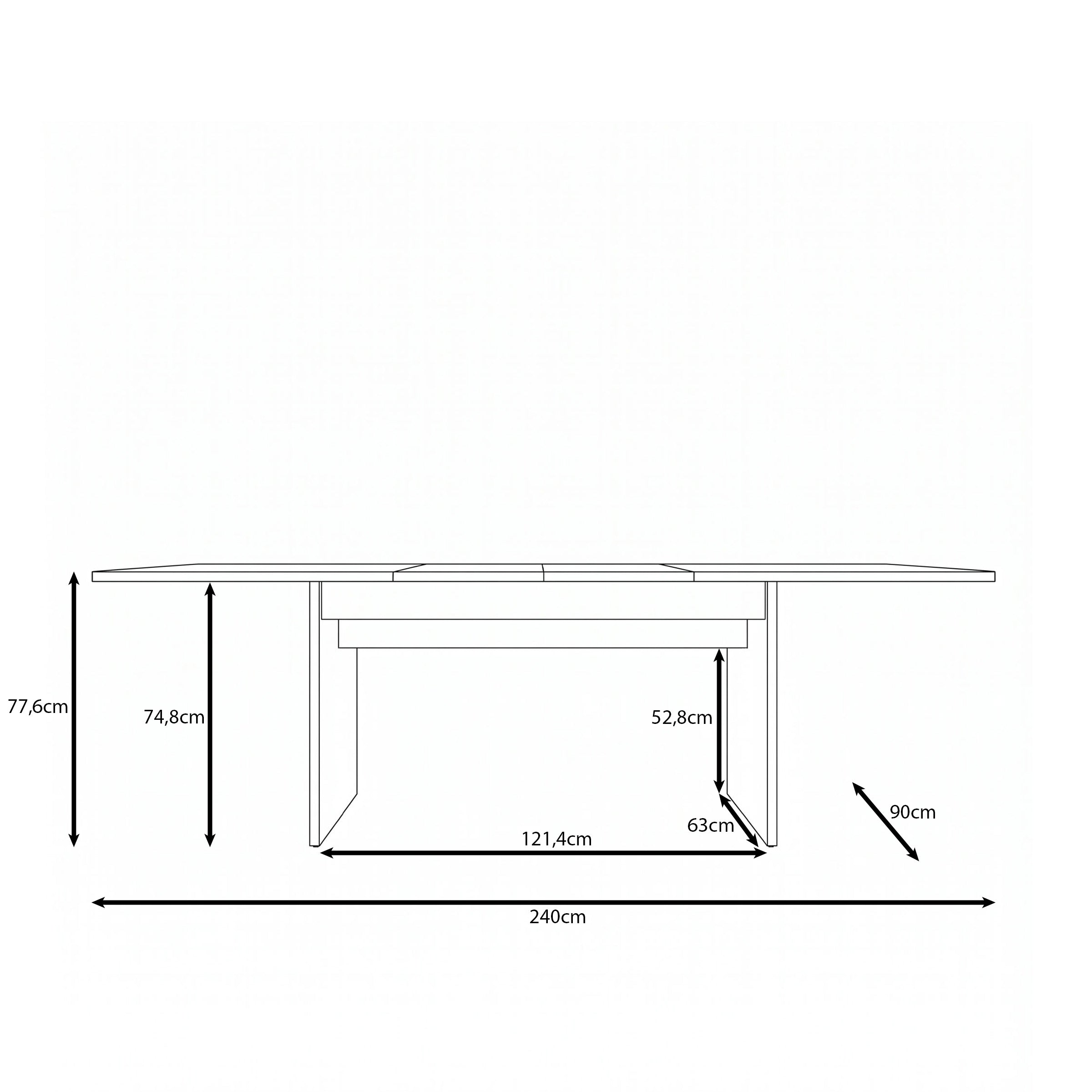 Tarei - Eetkamertafel uitschuifbaar - Eikenpatroon - 160x90x78 cm