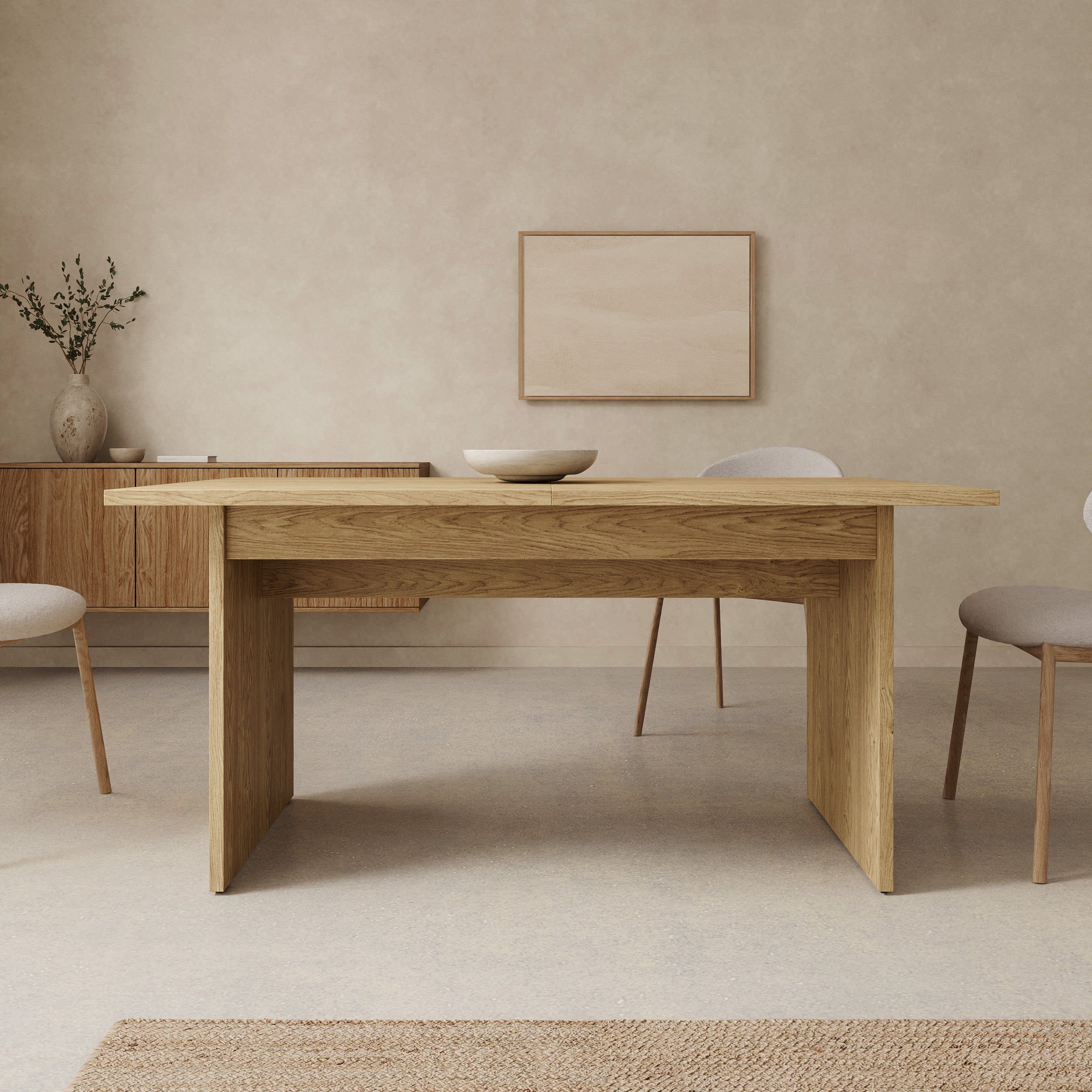 Tarei - Eetkamertafel uitschuifbaar - Eikenpatroon - 160x90x78 cm