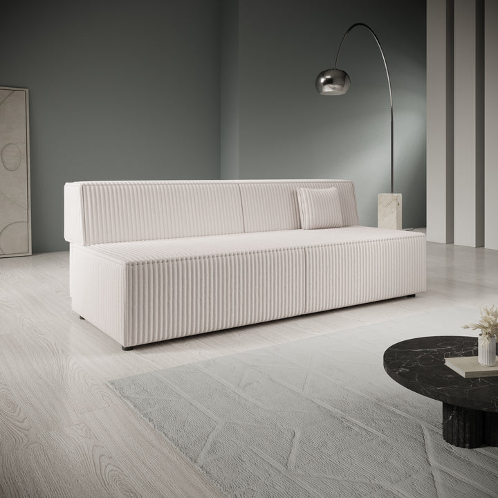 Tarella - Slaapbank - Fluffy teddystof - Beige - 202x94x74 cm