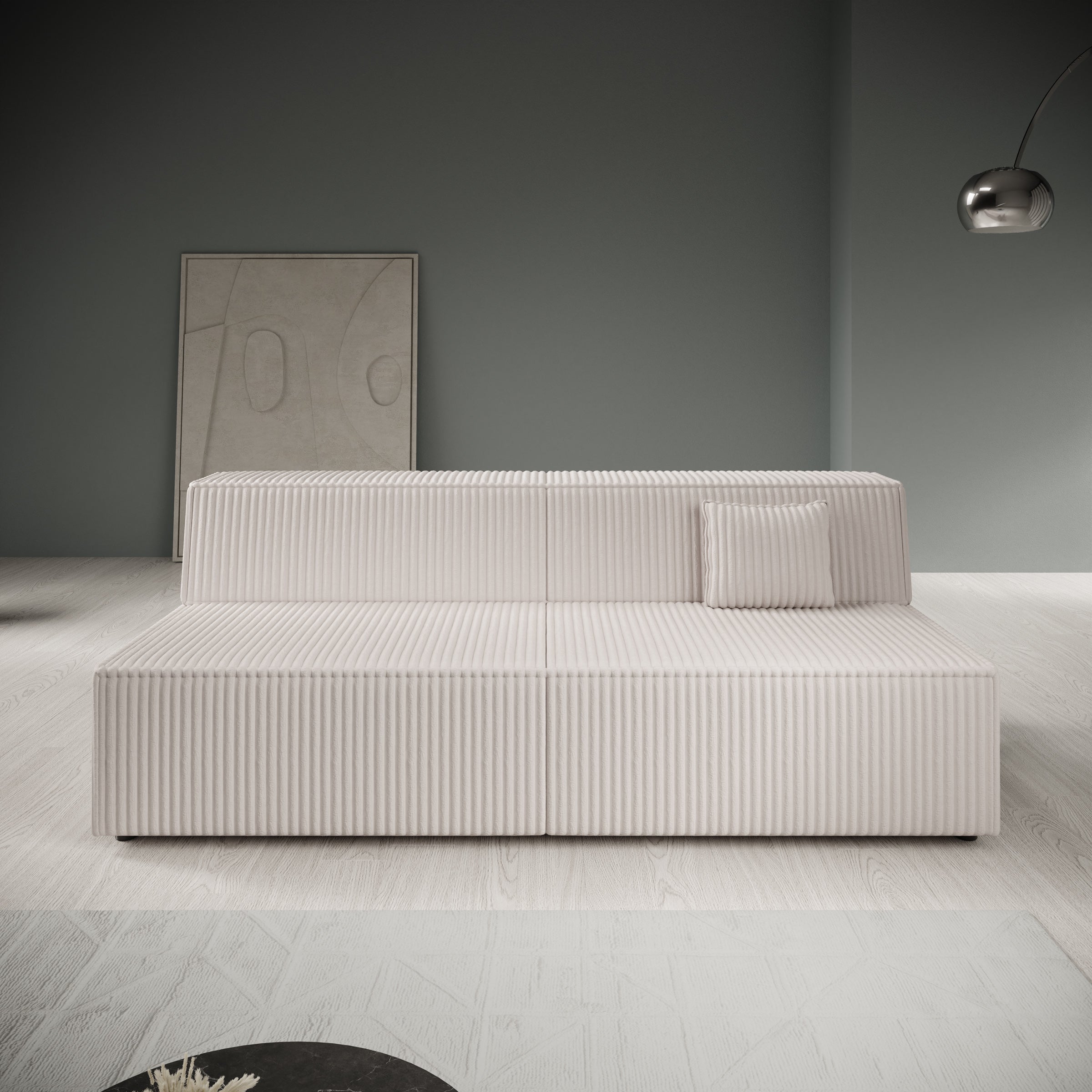 Tarella - Slaapbank - Fluffy teddystof - Beige - 202x94x74 cm