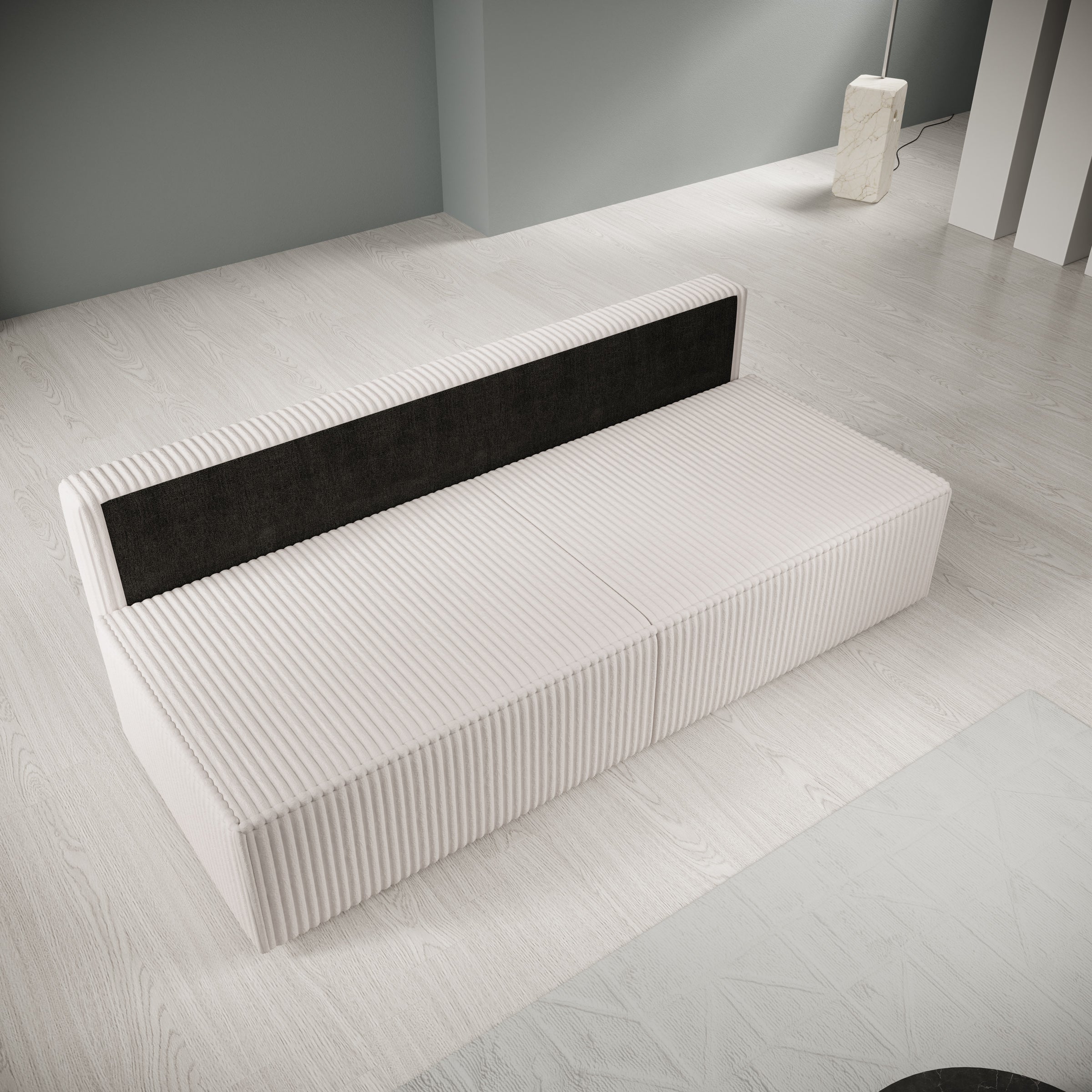 Tarella - Slaapbank - Fluffy teddystof - Beige - 202x94x74 cm