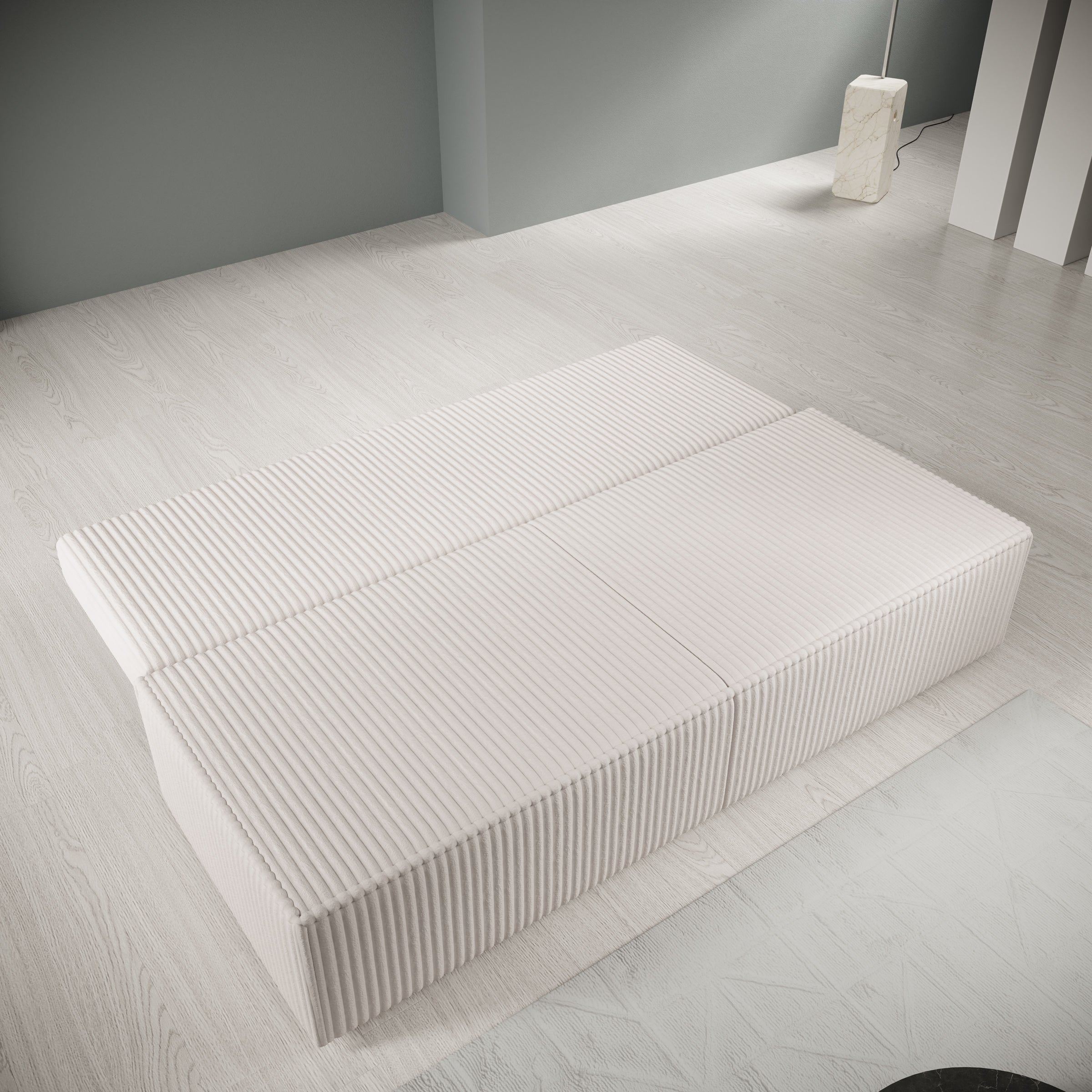 Tarella - Slaapbank - Fluffy teddystof - Beige - 202x94x74 cm