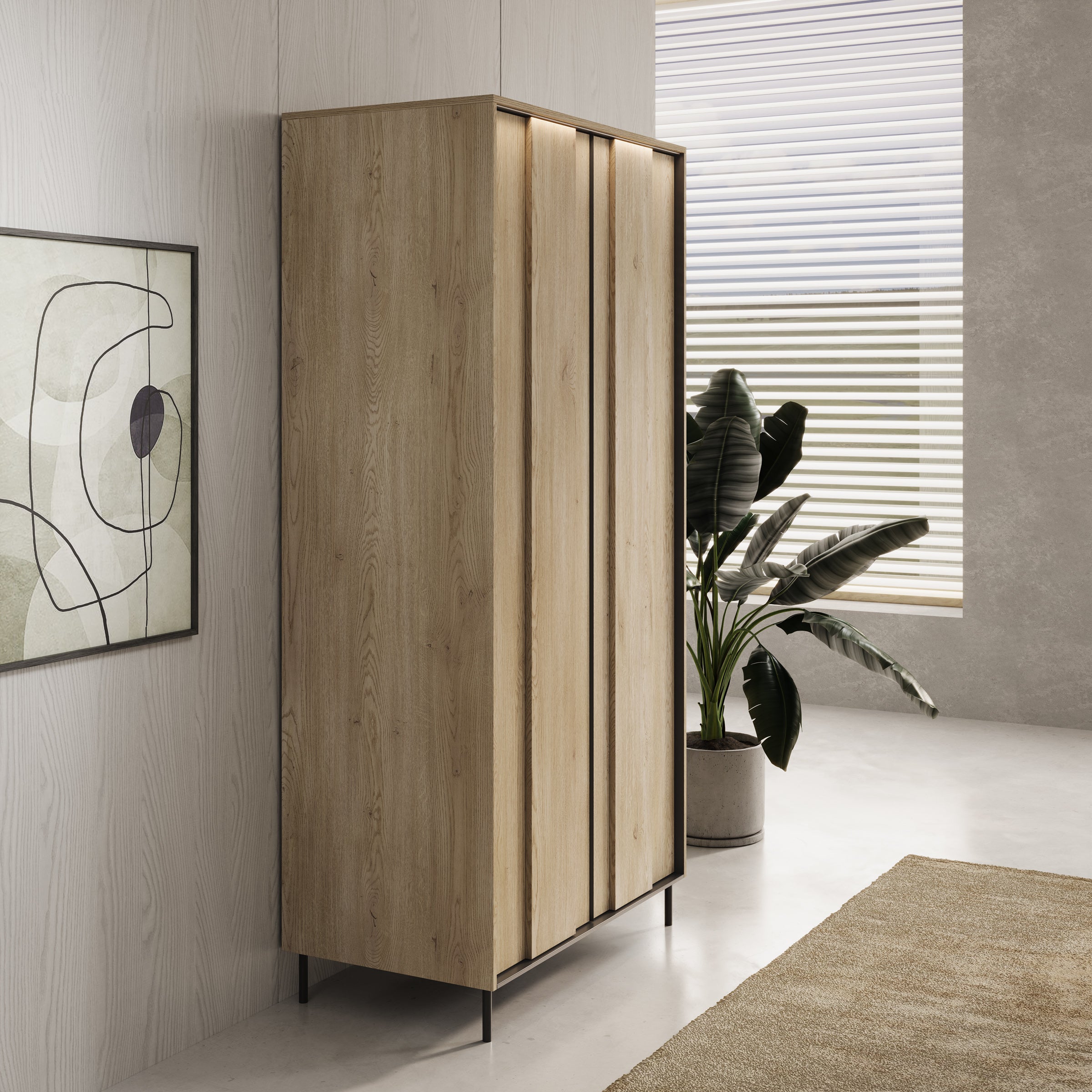 Tarello - Kledingkast 2 deurs - Eikenpatroon - 99x55x200 cm