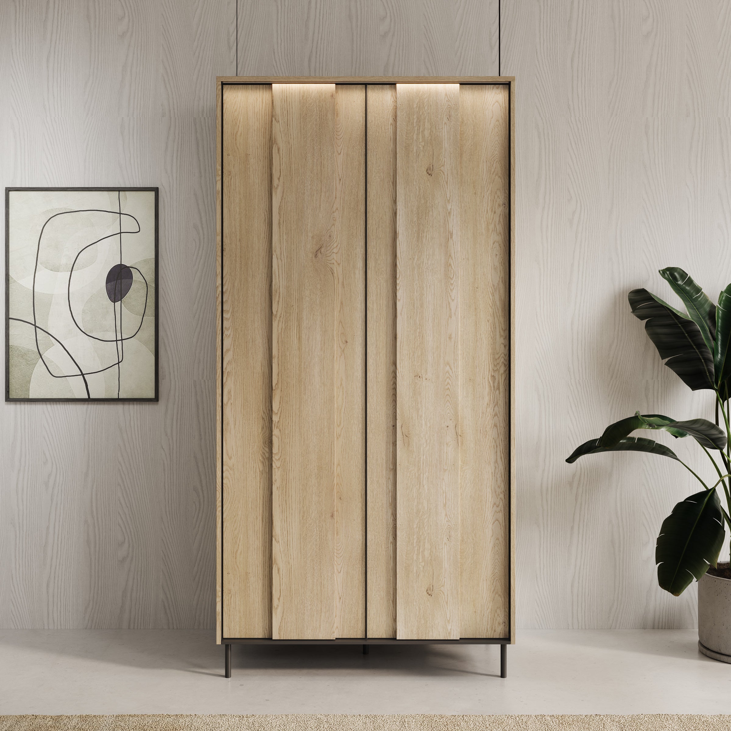 Tarello - Kledingkast 2 deurs - Eikenpatroon - 99x55x200 cm