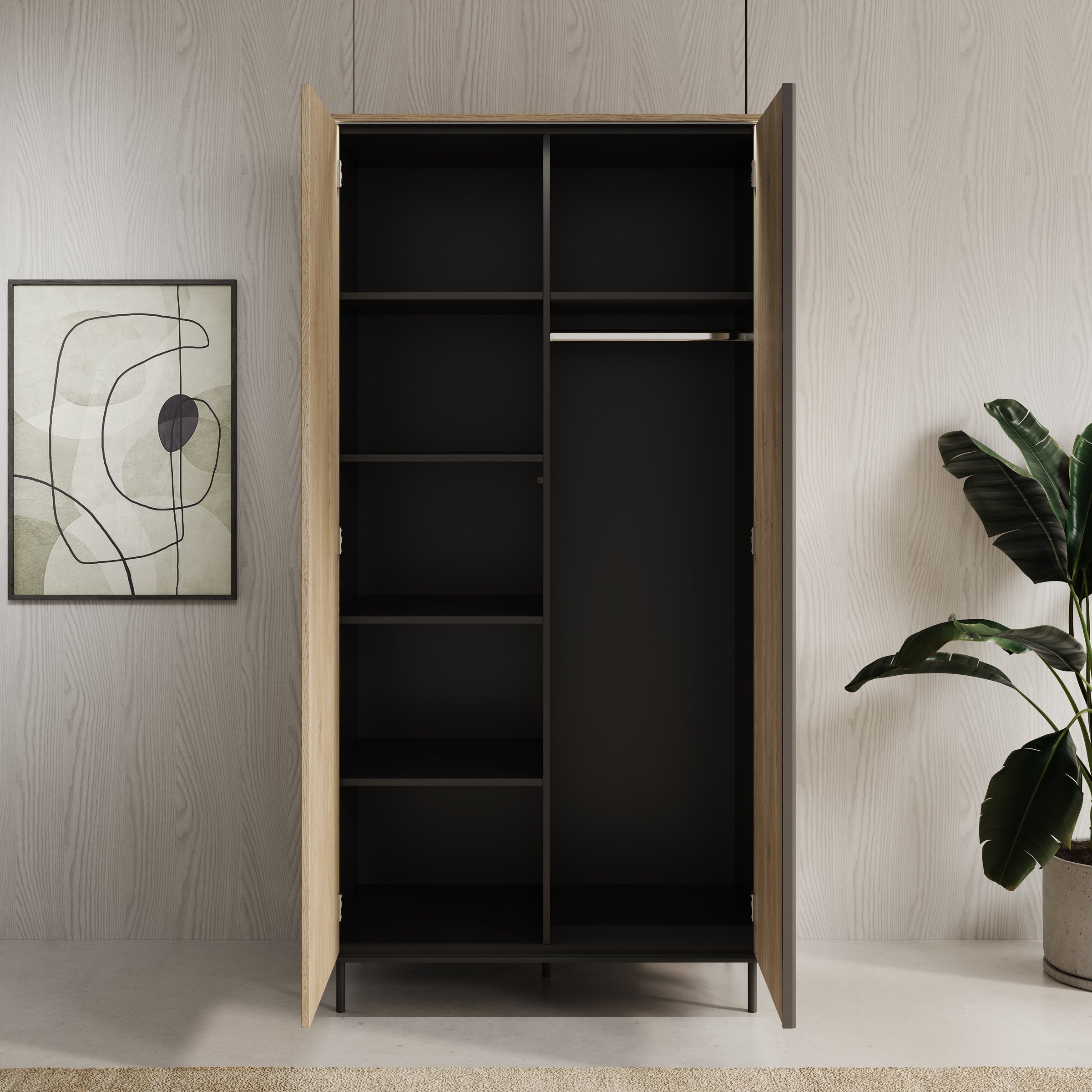 Tarello - Kledingkast 2 deurs - Eikenpatroon - 99x55x200 cm