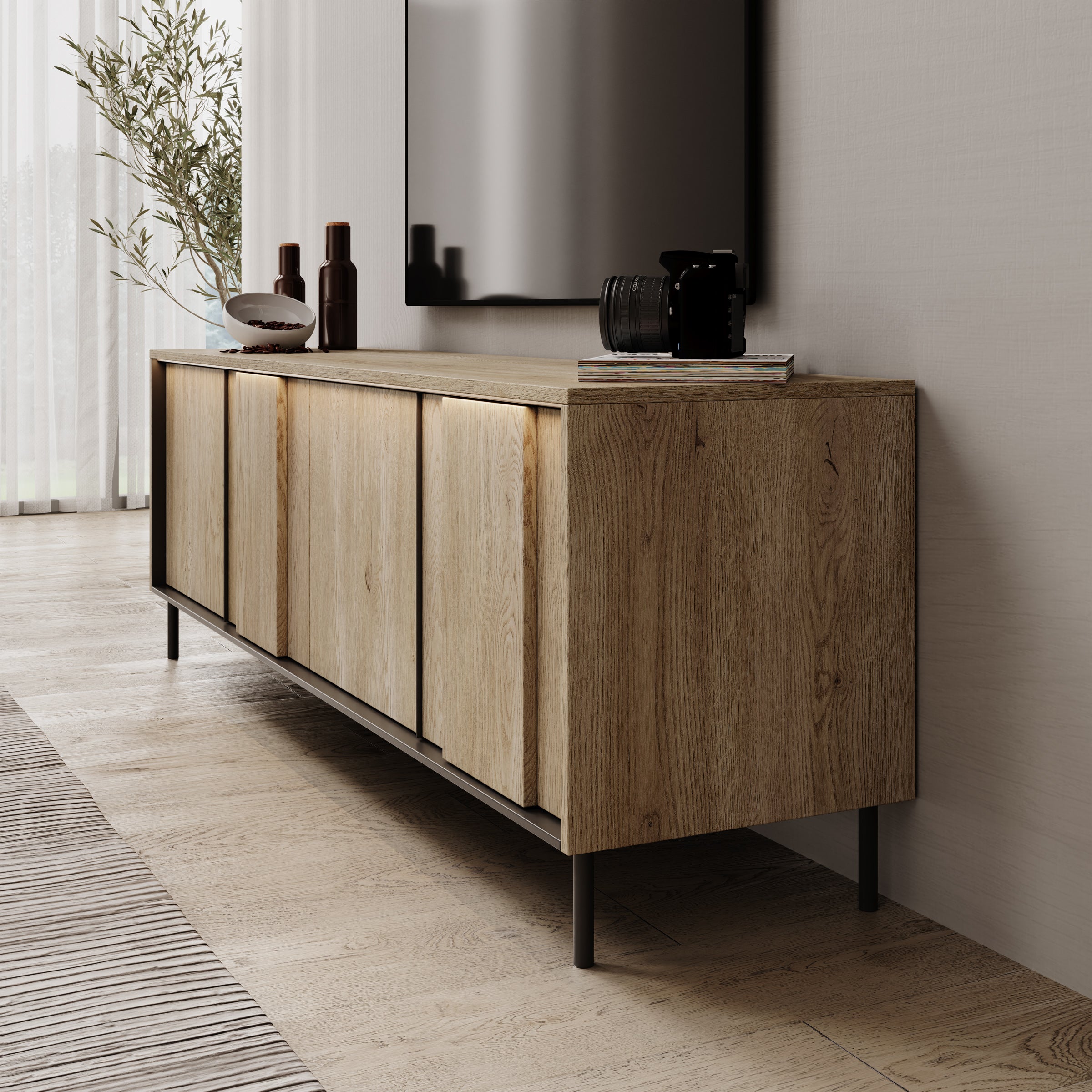 Tarello - TV-Meubel met LED - Eikenpatroon - 167x41x56 cm