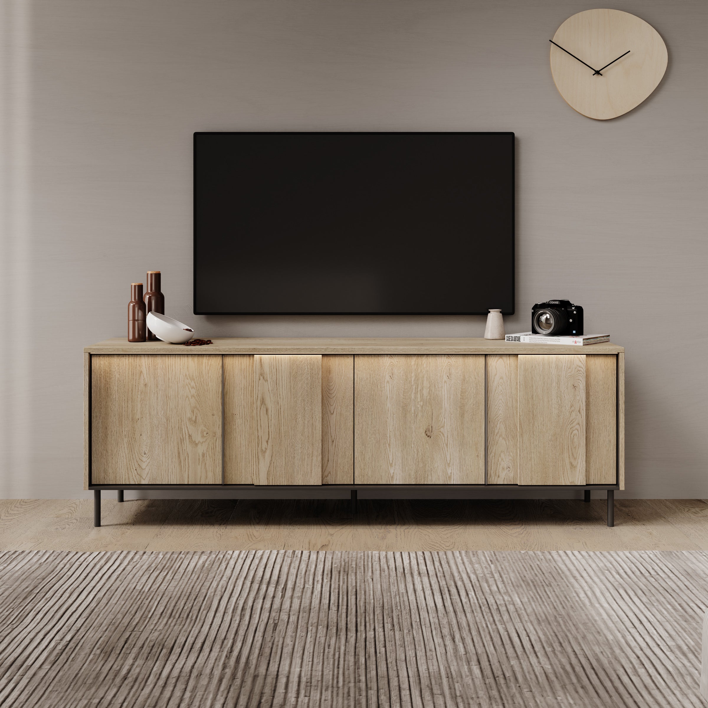 Tarello - TV-Meubel met LED - Eikenpatroon - 167x41x56 cm