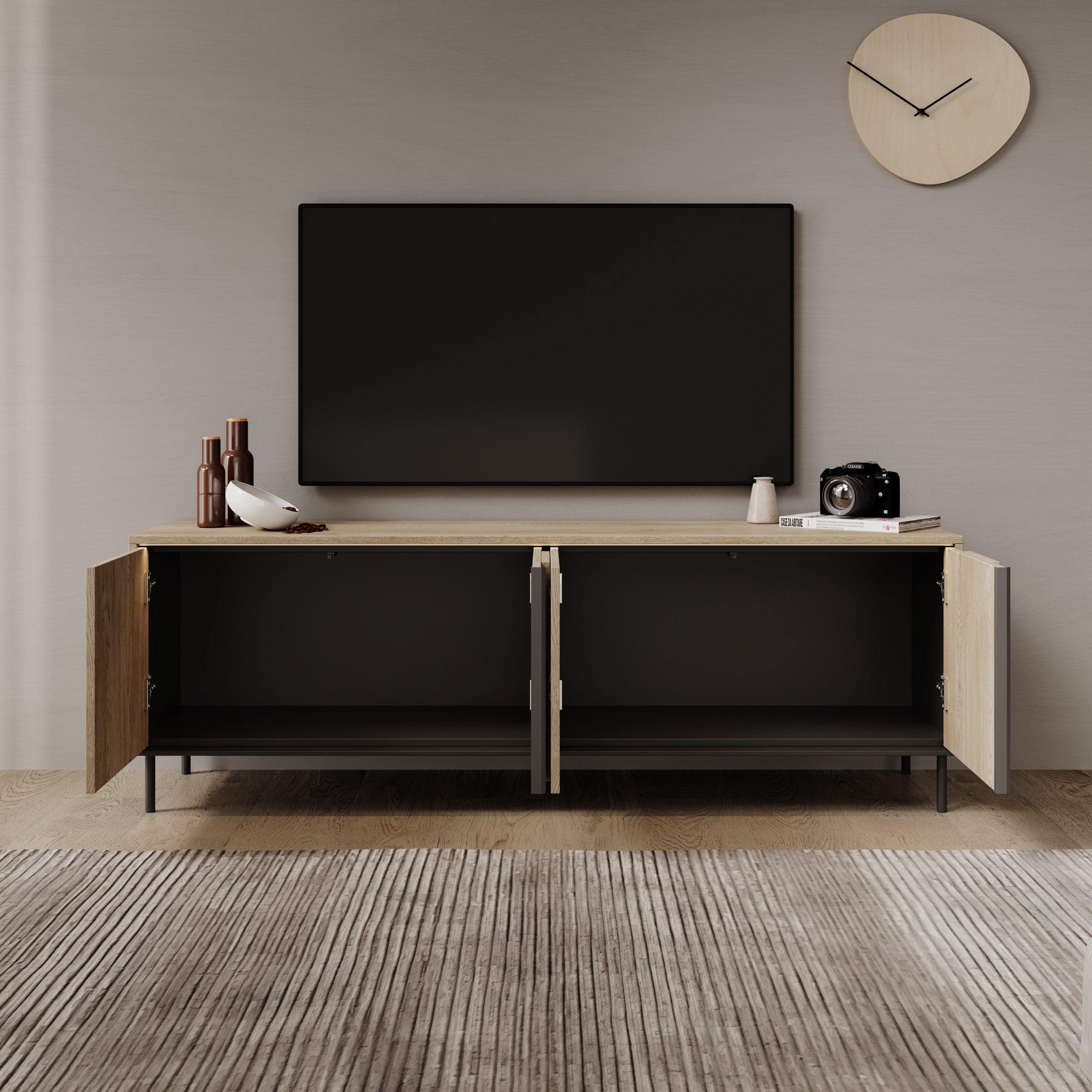 Tarello - TV-Meubel met LED - Eikenpatroon - 167x41x56 cm