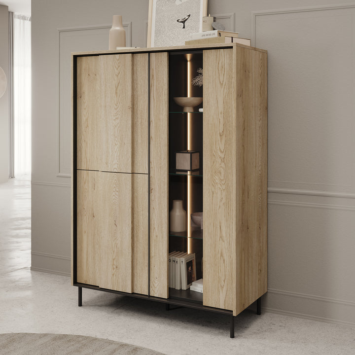 Tarello - Vitrinekast - Eikenpatroon - 99x41x140 cm