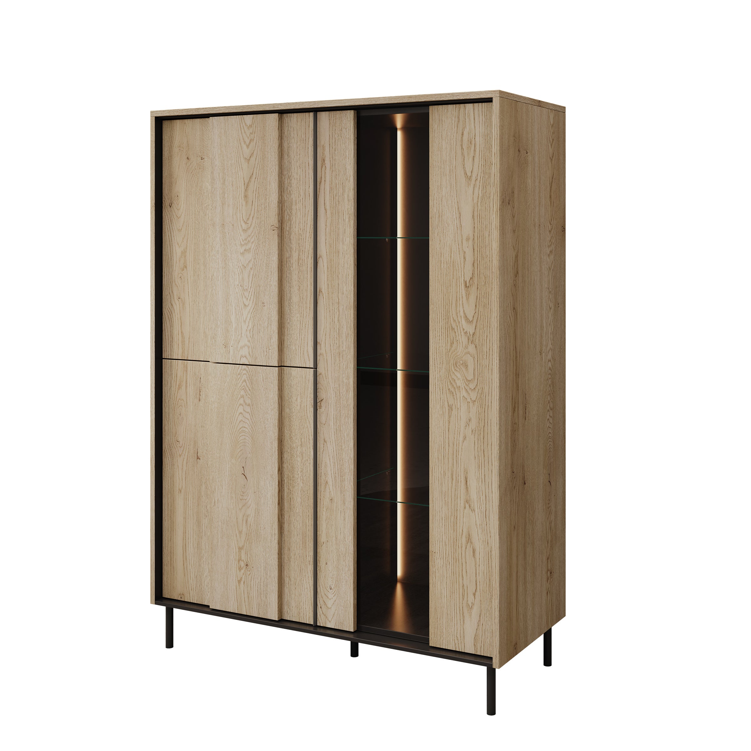 Tarello - Vitrinekast - Eikenpatroon - 99x41x140 cm