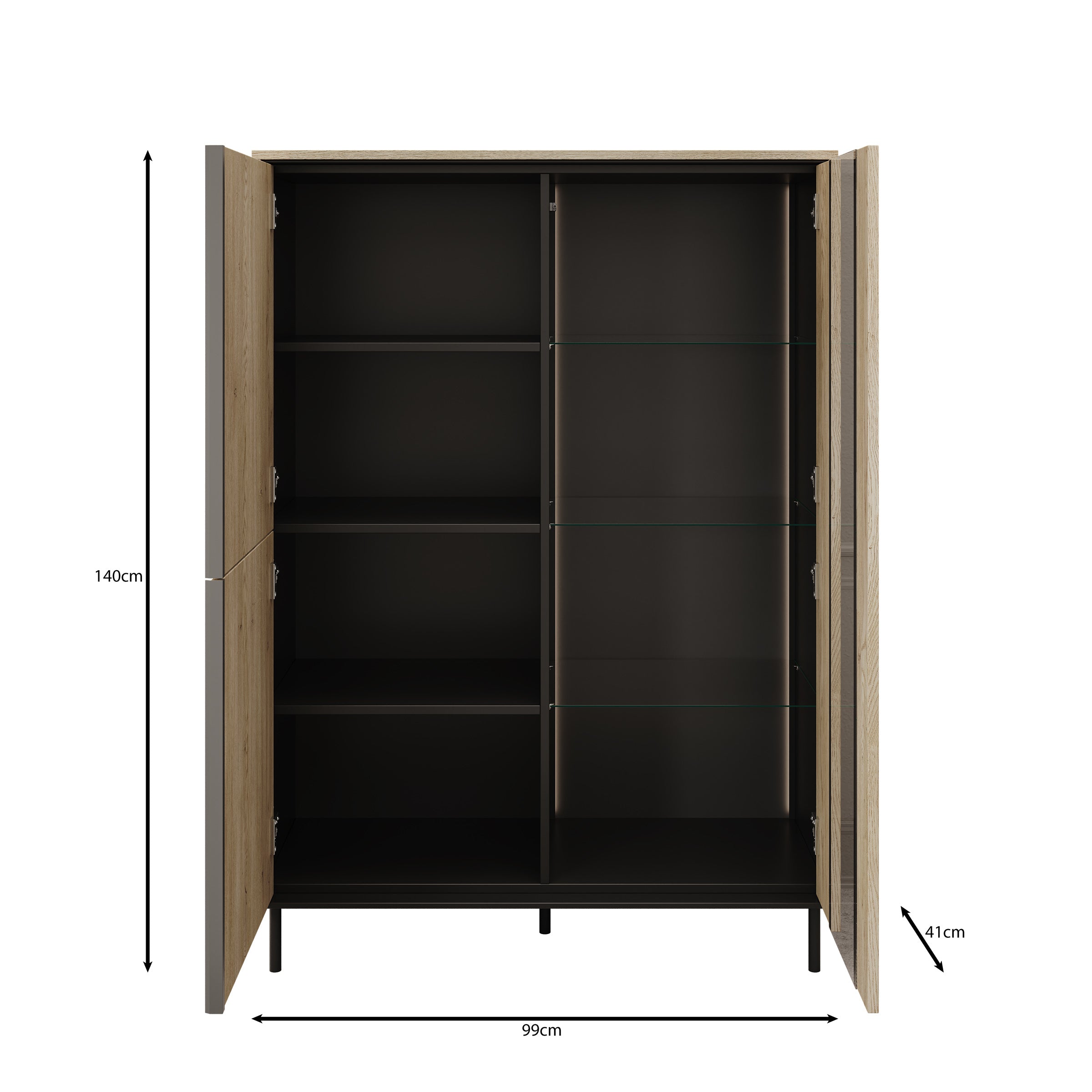 Tarello - Vitrinekast - Eikenpatroon - 99x41x140 cm