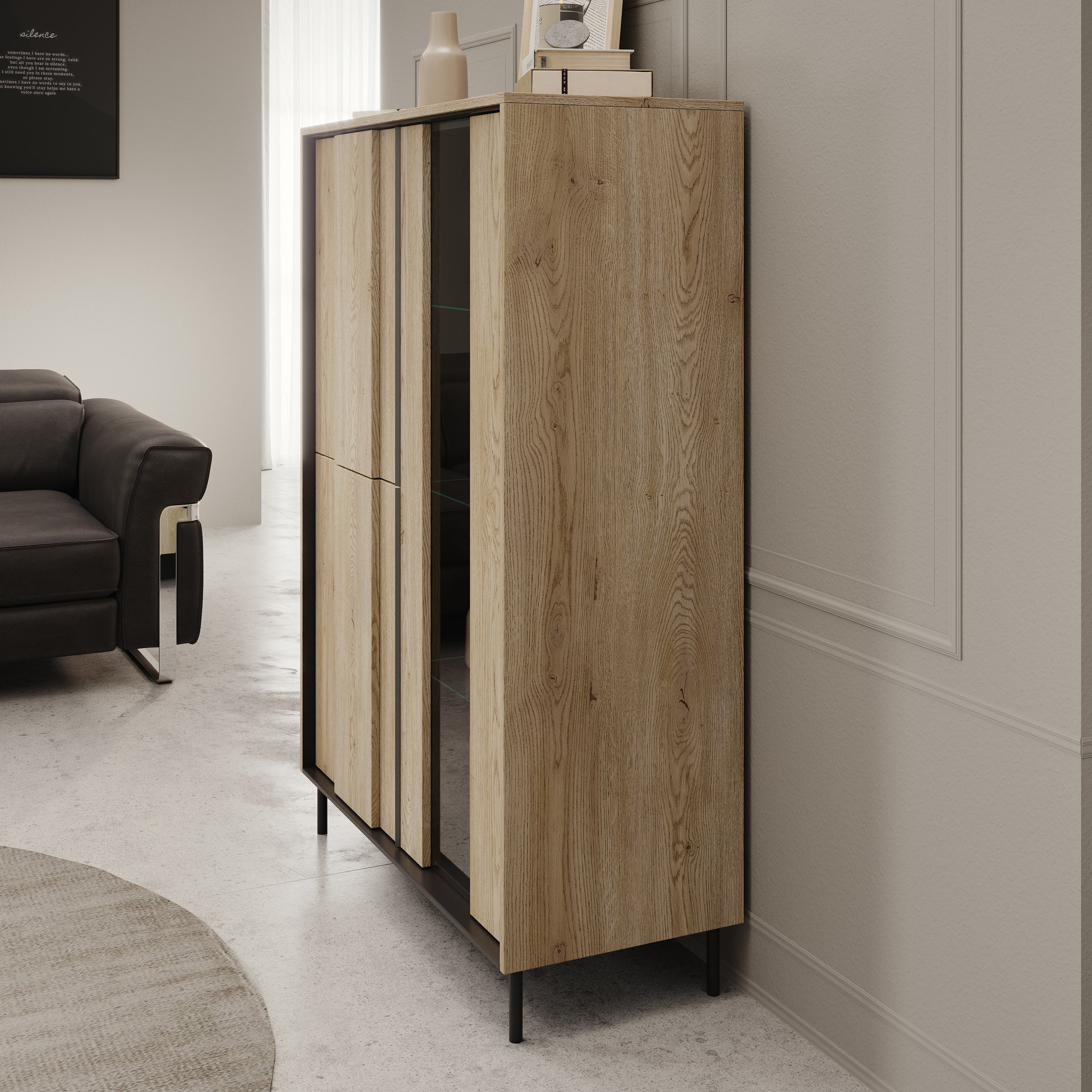 Tarello - Vitrinekast - Eikenpatroon - 99x41x140 cm