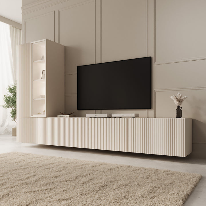 Taro - Wandmeubel - Beige/Travertinpatroon - 260x41x158 cm