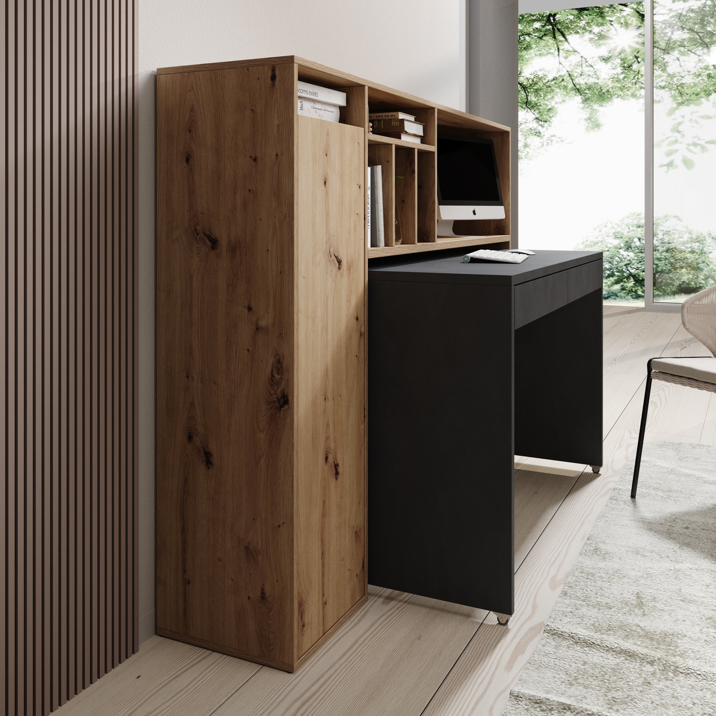 Taroa - Bureau - Eikenpatroon/Grijs - 154x55x119 cm