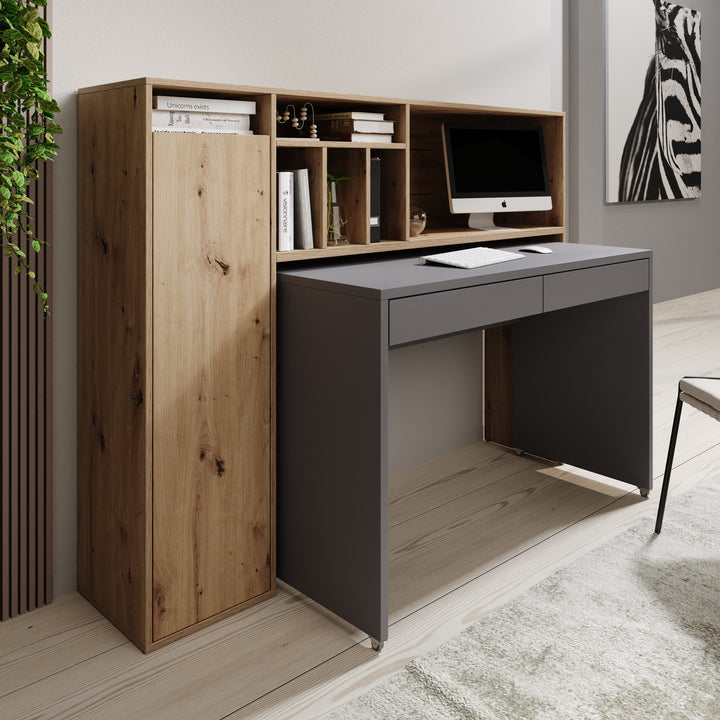Taroa - Bureau - Eikenpatroon/Lichtgrijs - 154x55x119 cm