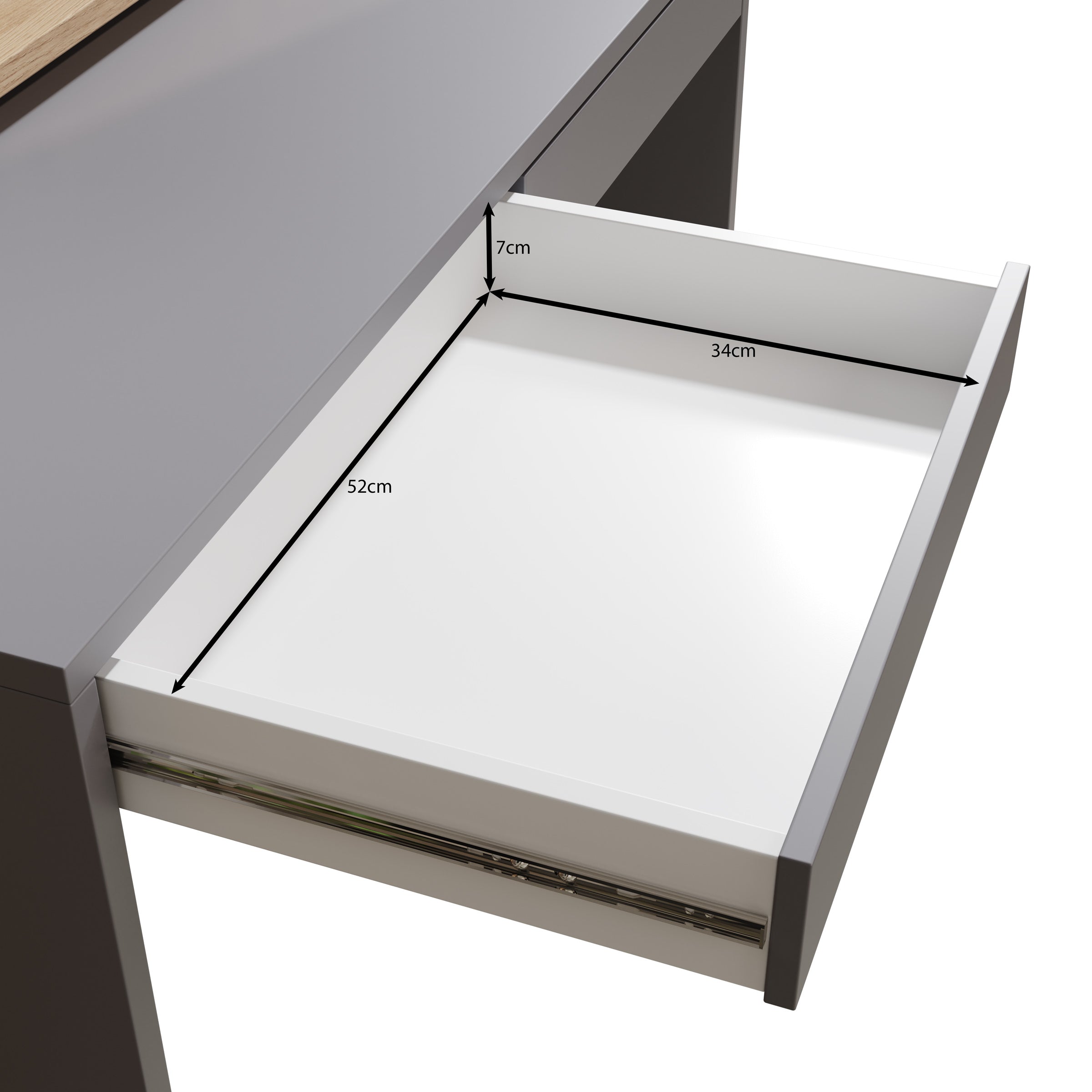 Taroa - Bureau - Eikenpatroon/Lichtgrijs - 154x55x119 cm
