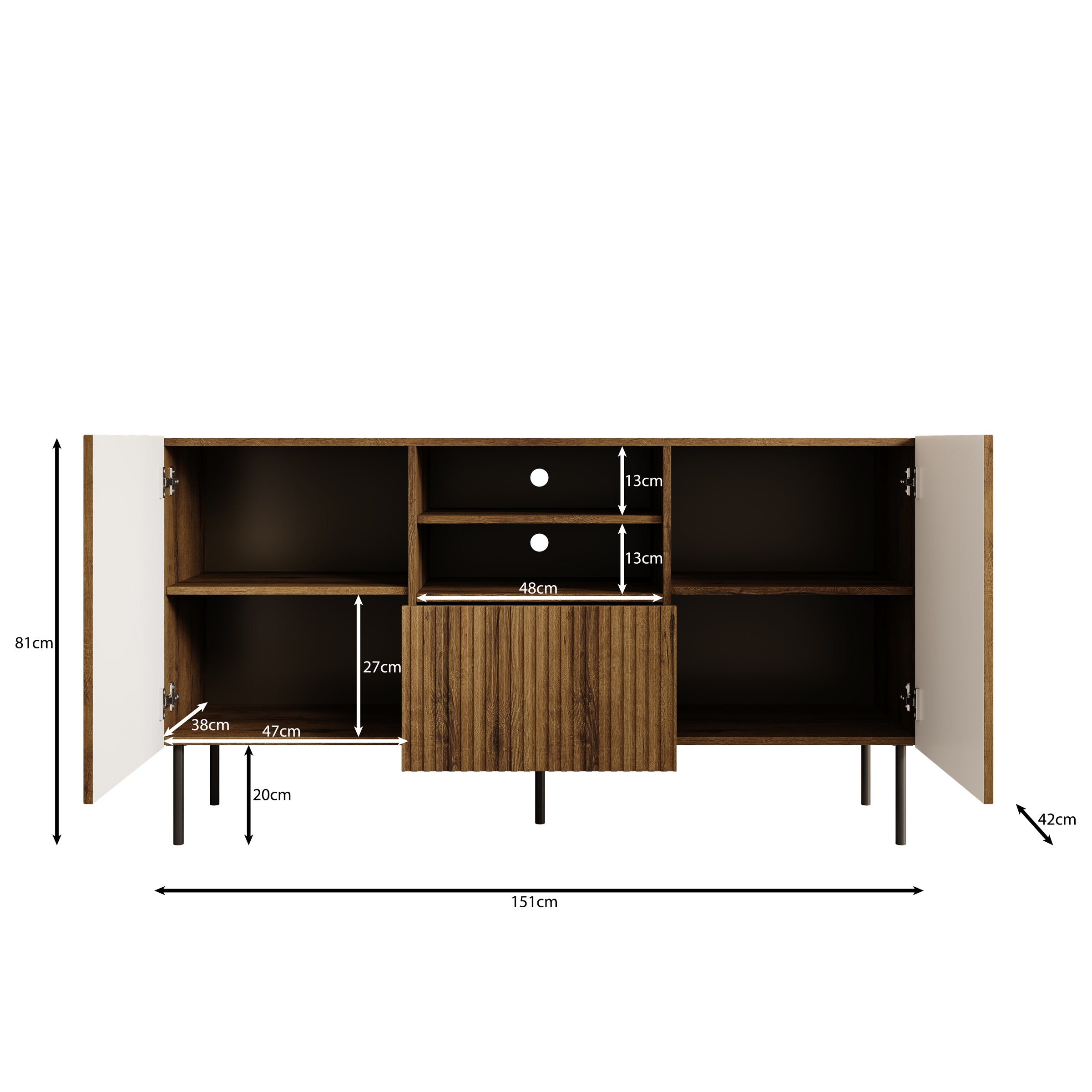 Tartagal - Dressoir - Donkerbruin/eiken - 150x42x81 cm