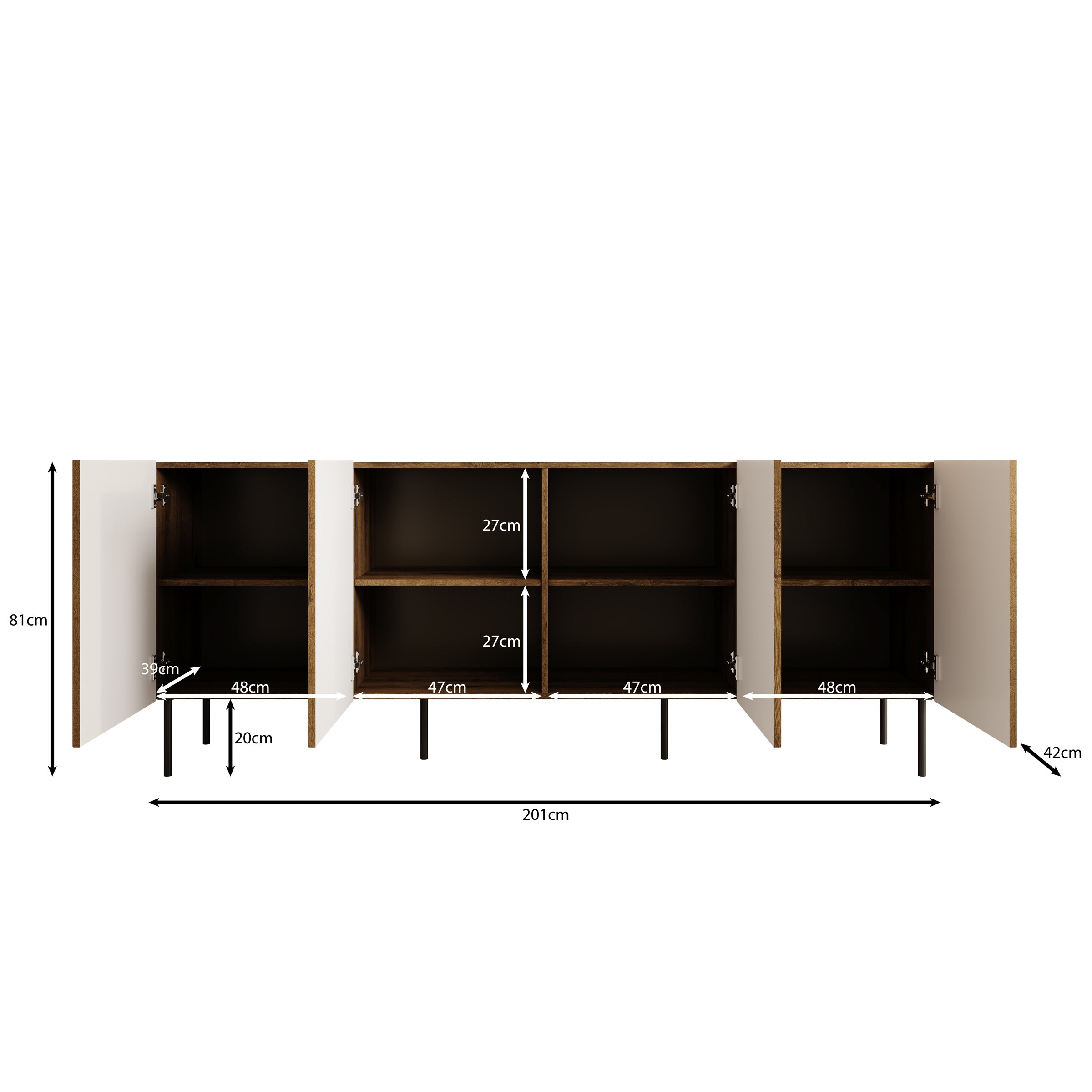 Tartagal - Dressoir - Donkerbruin/eiken - 200x42x81 cm