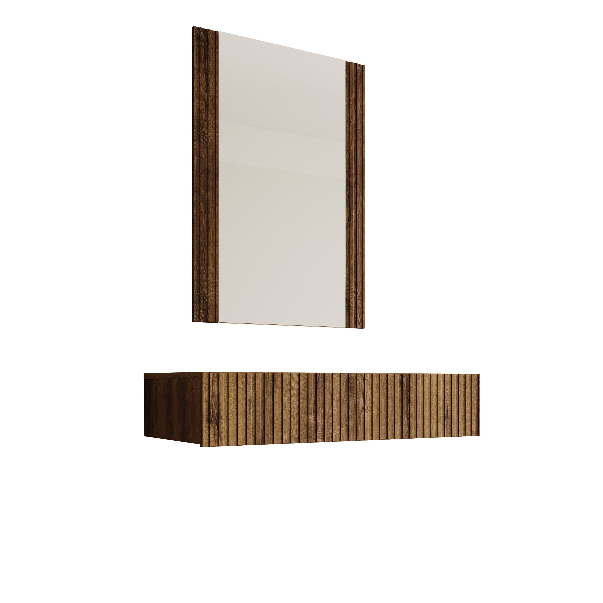 Tartagal - Kaptafel - Donkerbruin eiken - 80x42 cm - Met spiegel