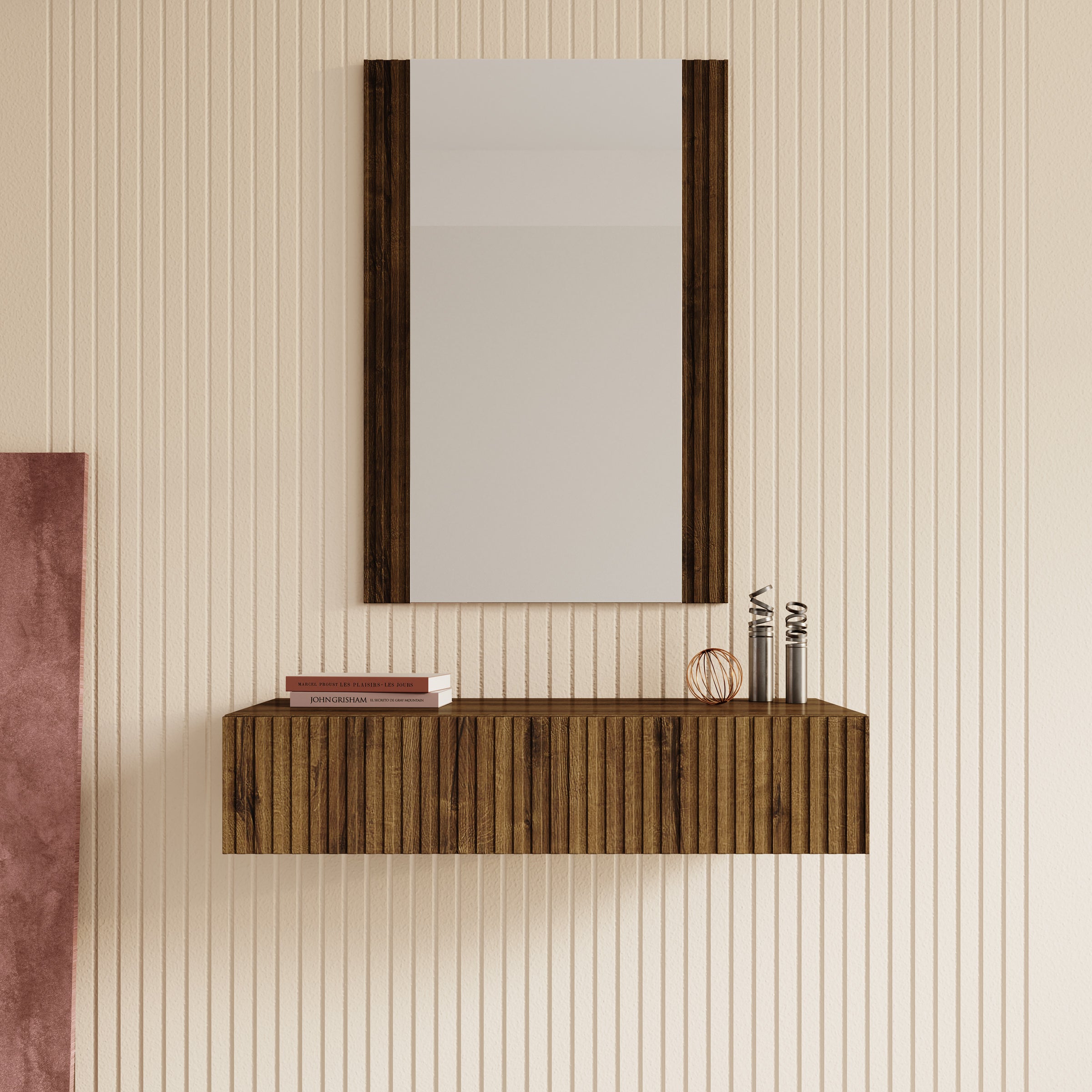 Tartagal - Kaptafel - Donkerbruin eiken - 80x42 cm - Met spiegel